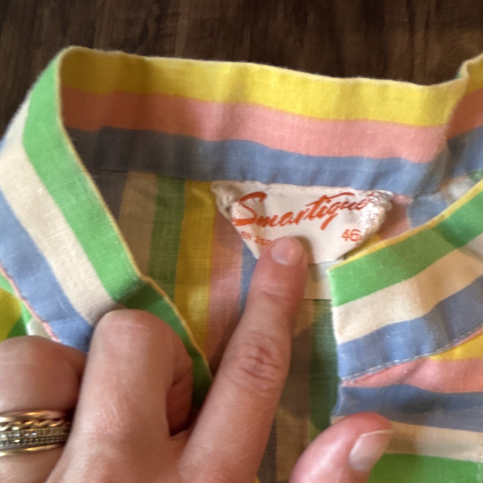 Vintage Smartiques Pastel Striped Tunic Blouse Women&rsquo;s 60s 70s Long Sleeve