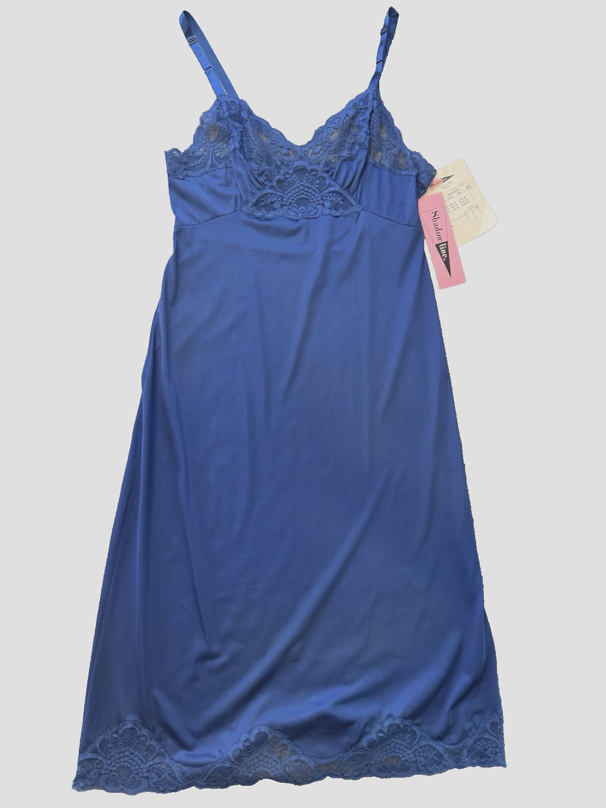 Shadowline Full Slip Blue NOS w/Orig Tags, Peek-A-Boo Bodice Lace, Sexy VTG 90&rsquo;s
