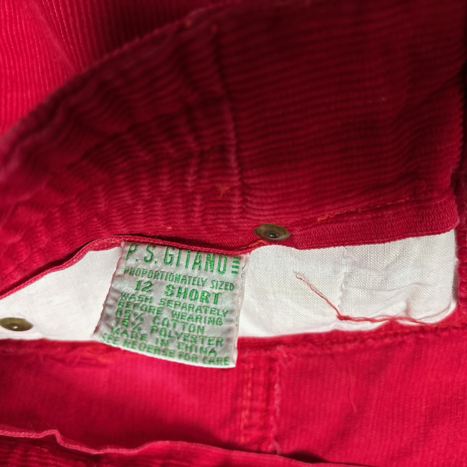 Vintage 1980s Gitano Red Pants Womans Elastic Waist 12 Short Designer 31×25.5