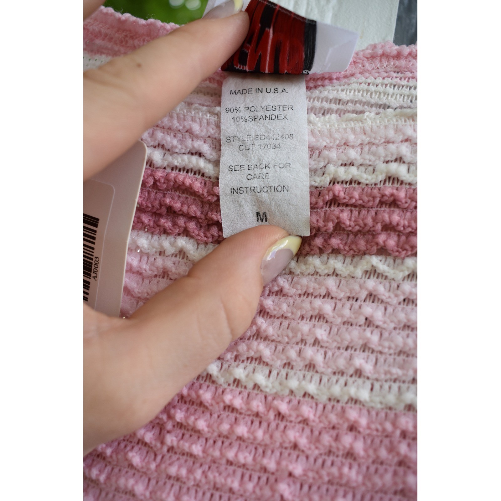 Vintage Venus Pink Striped Knit Tank Top Made in USA Sleeveless Medium