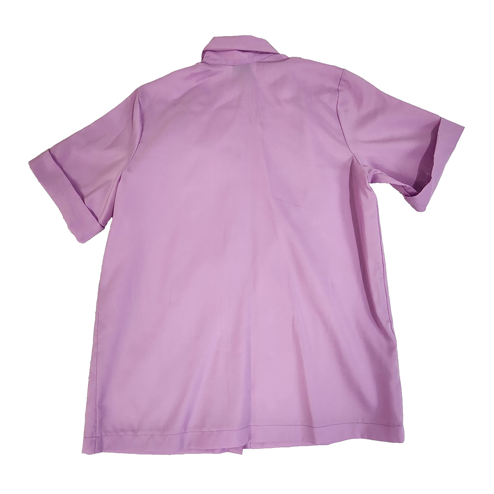 Vintage M Lilac Purple Ruffle Button Blouse Cut Out Flowers #1462