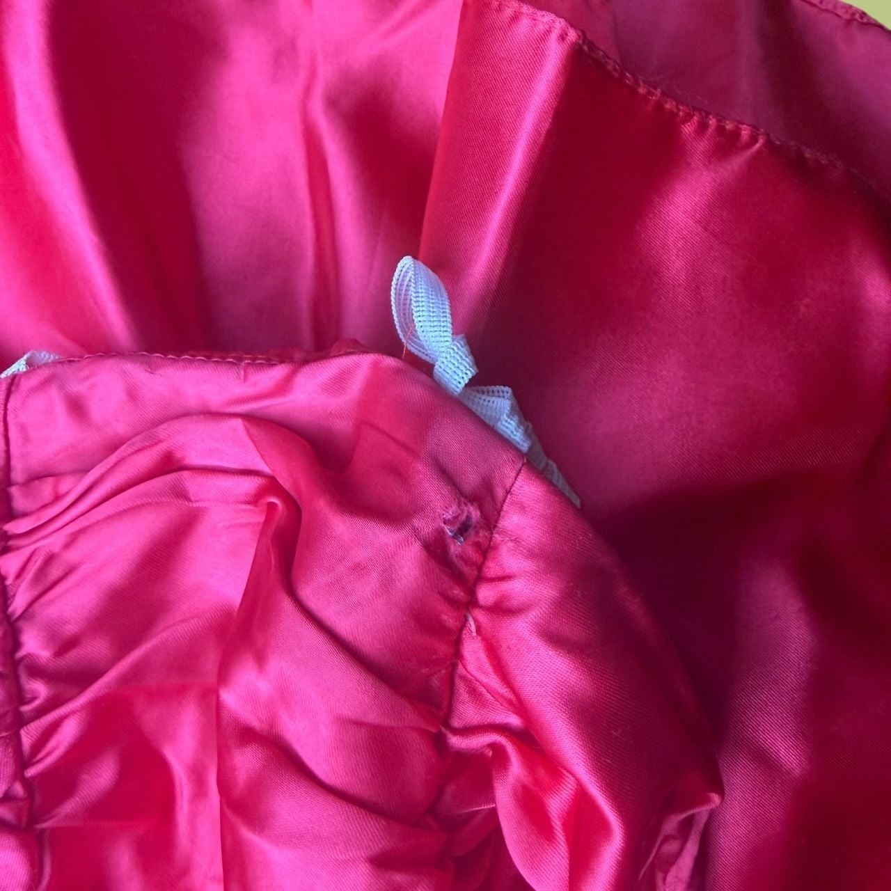Vintage 1980s Roberta Red Satin Strapless Ruffled Party Dress