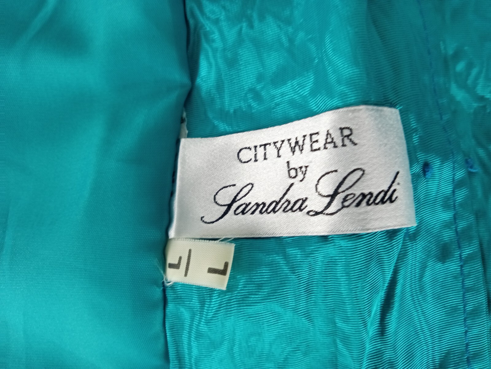Y2K London Citywear Sandra Lendi aqua satin damask paisley long women&rsquo;s vest