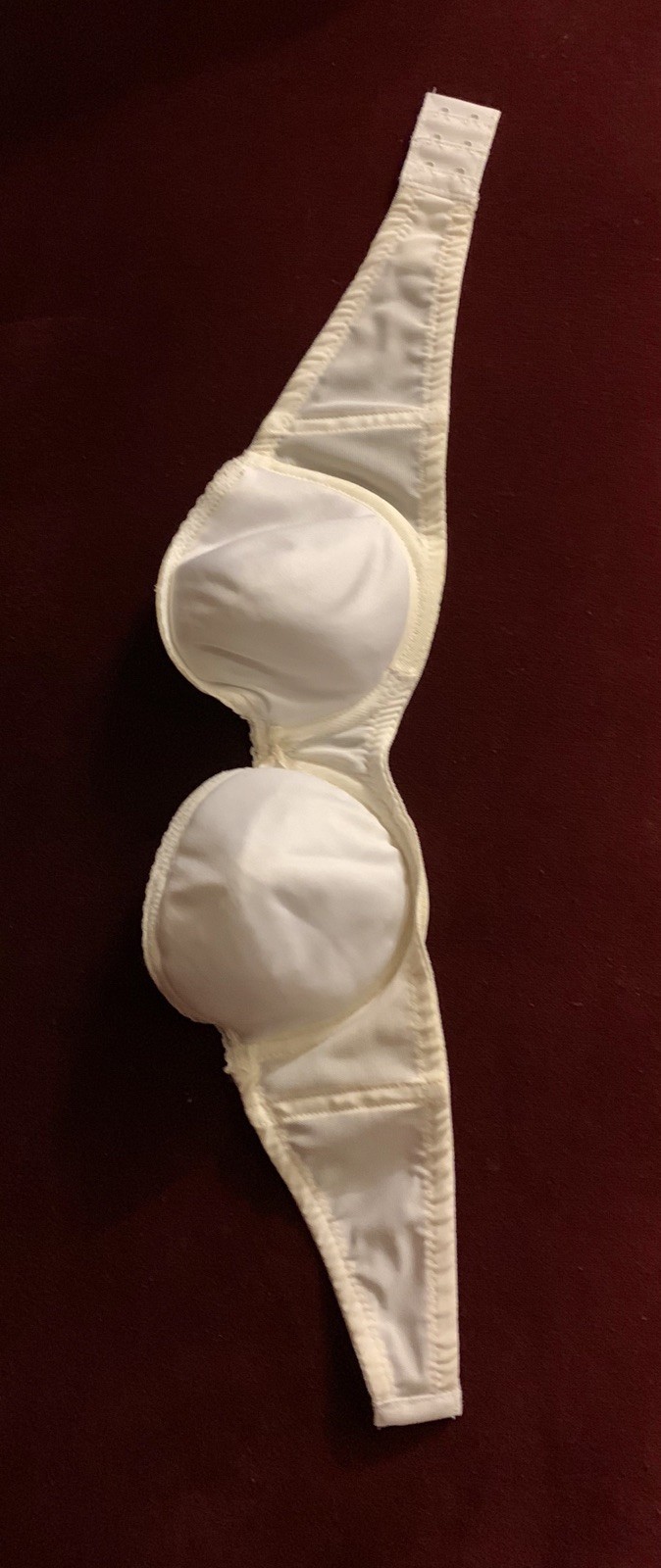 Vintage Strapless Bra White Underwire Seamless Nylon Lycra Spandex 1970s NEW 34B
