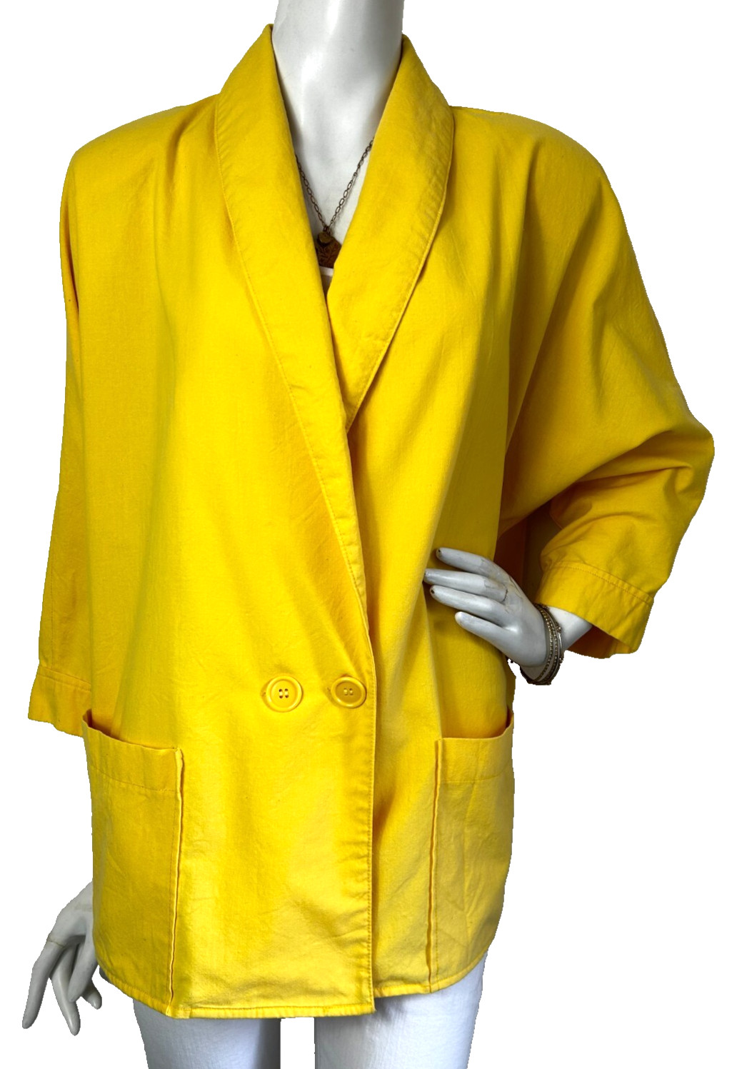 Vintage 80s Made Exclusively For Deb Raglan Sleeve Blazer Yellow Size Medium EUC