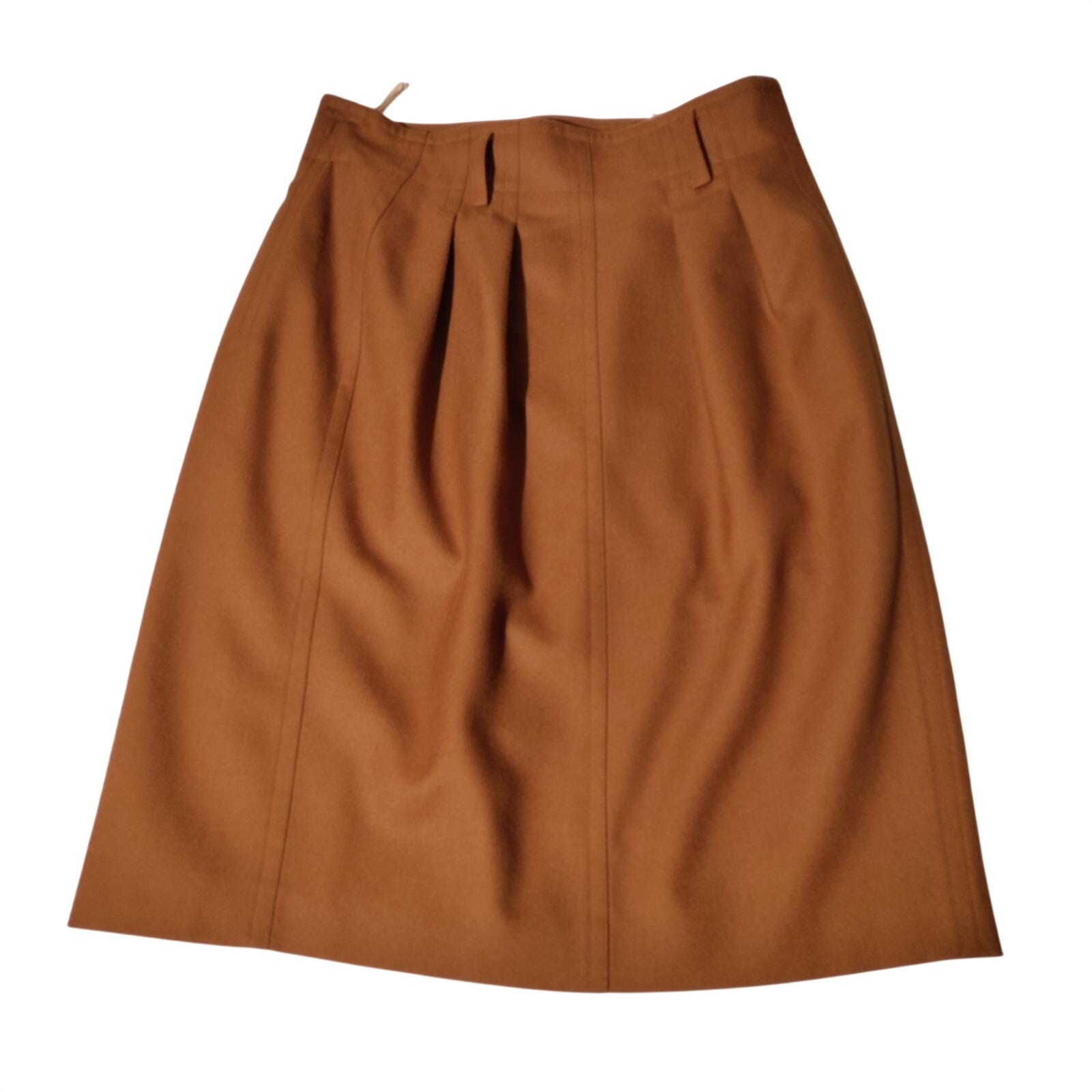 Mondi Vintage West Germany Pure Wool Pleated Skirt Camel Brown Sz 42 (31&Prime; Waist)
