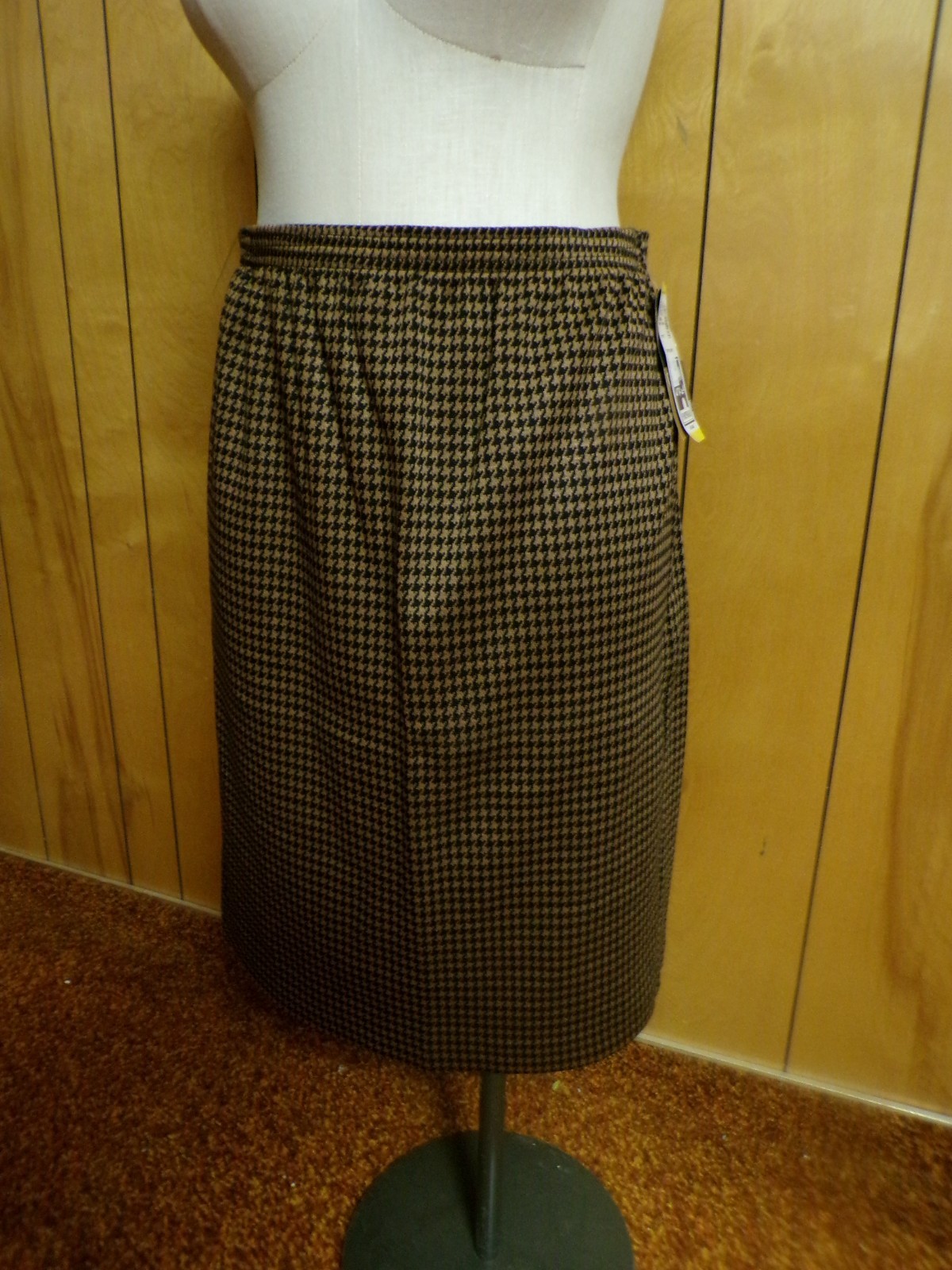 Vintage Cappuccino by Cape Cod Brown Black Herringbone Skirt Waist 38-46&Prime; XL NWT