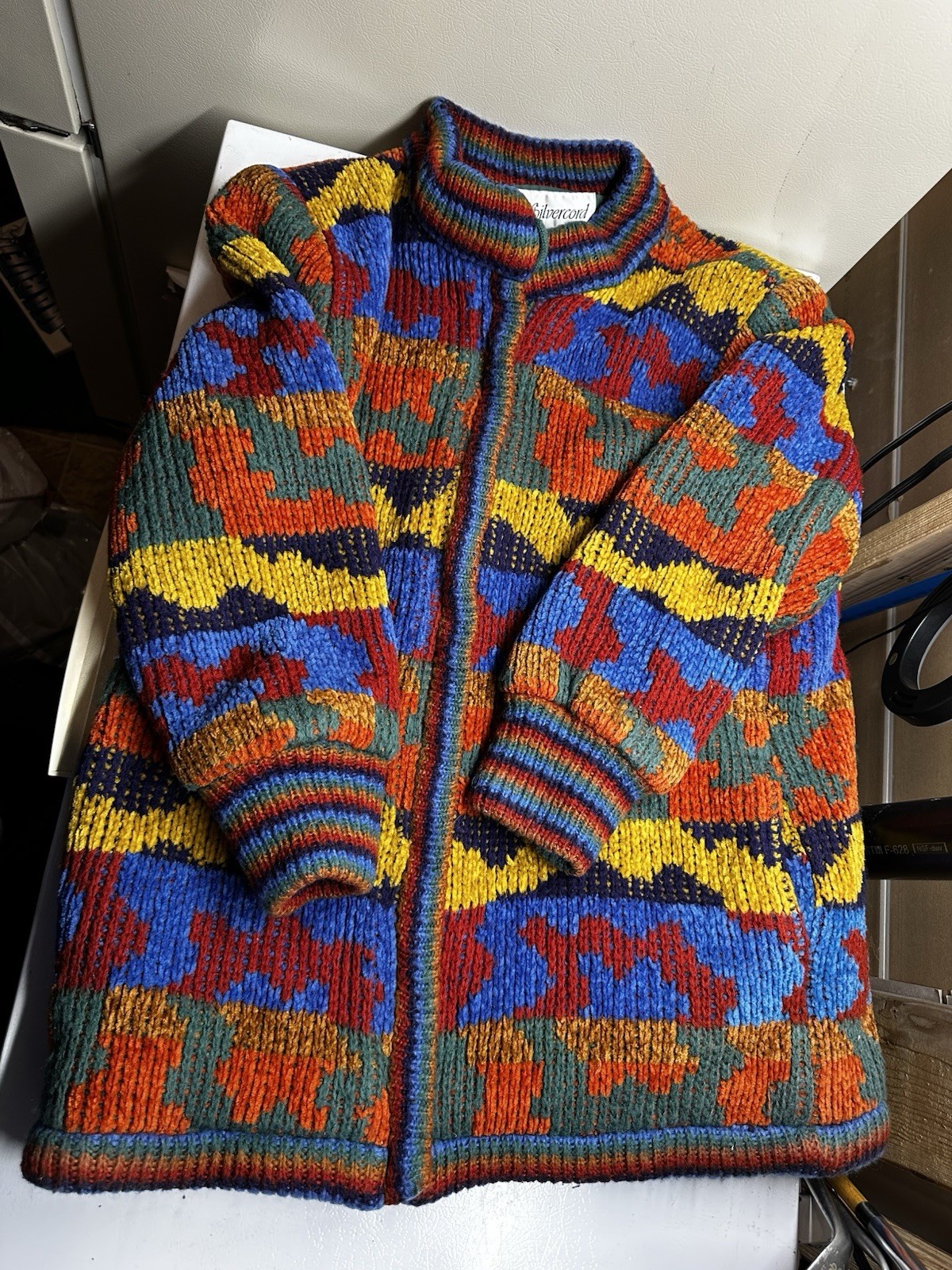 Vintage Silvercord Women XL Tall Sweater Long Sleeve Full Zip COOGI Style