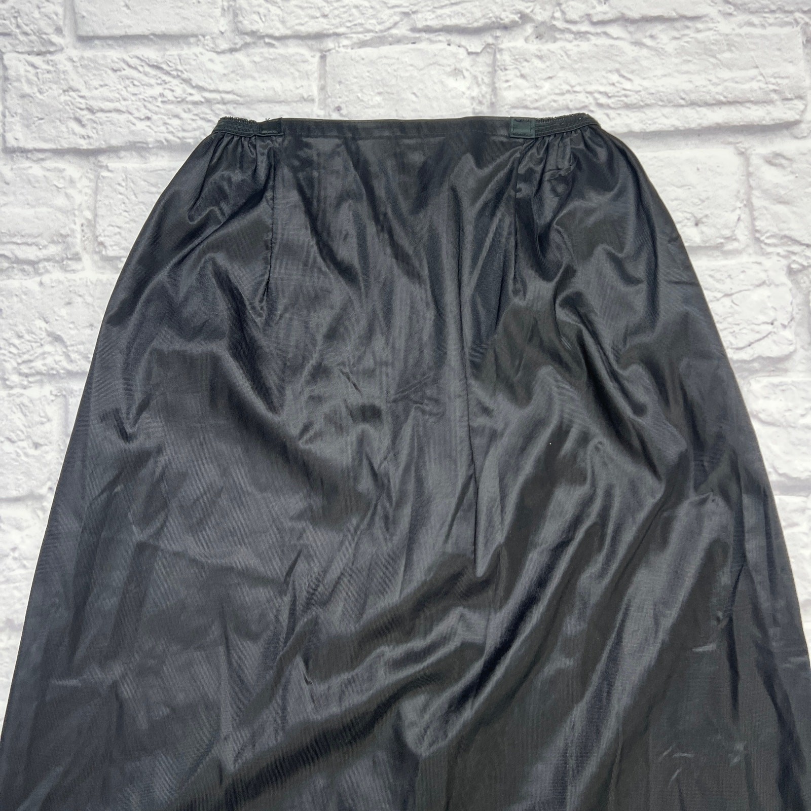 Vintage Vassarette Black Half Slip Long Lace Trim Size M Pillow Tab Skirt
