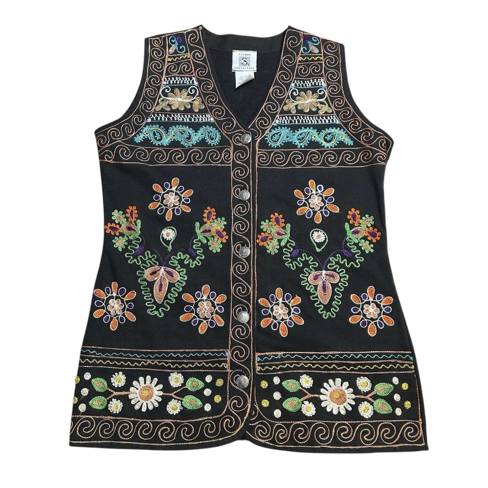 90s Embroidered Vest Top Fairy Whimsigoth Boho Festival Women’s 36-40 Inch Bust