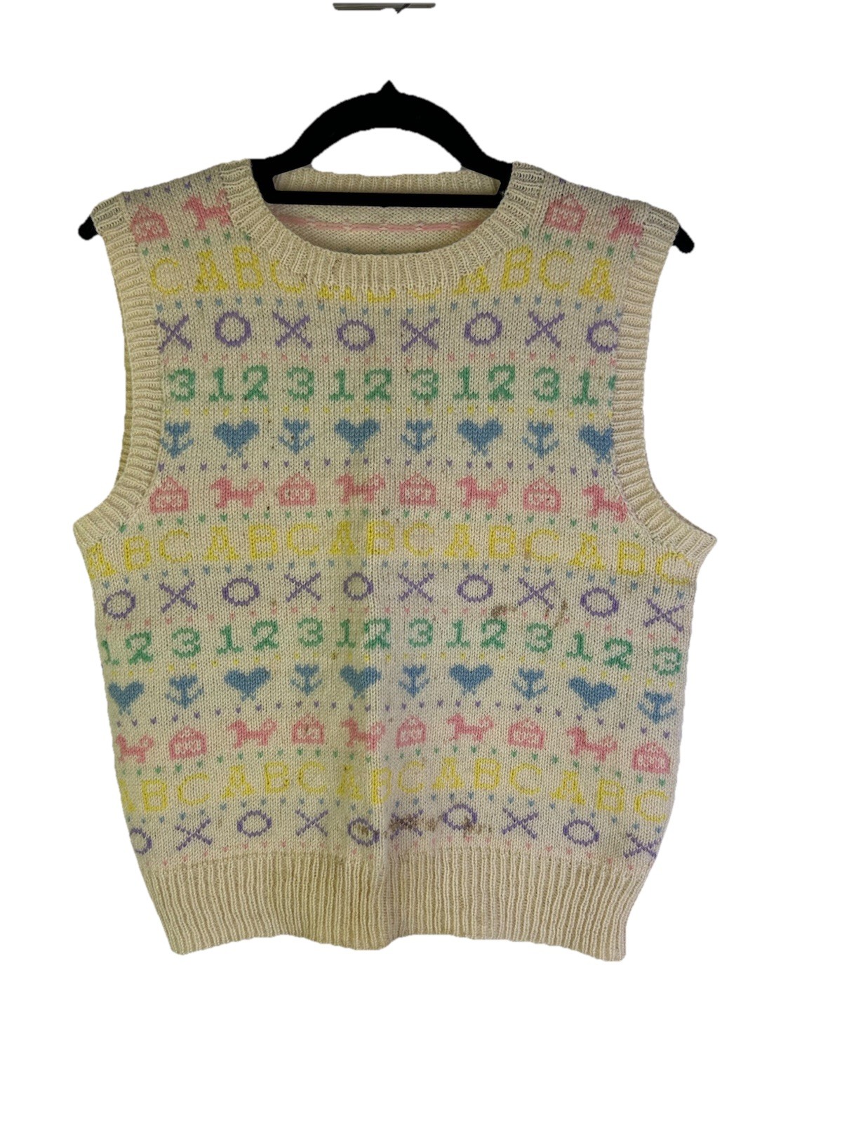 Vintage 60s Womens Small Pastel School Teacher Instructor Sweater Vest