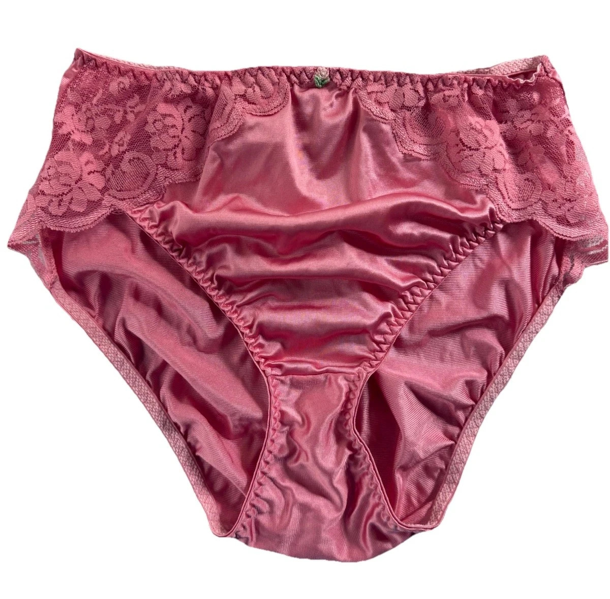Vtg Brief Hi Cut Panty Chantilly Lace Maidenform 90s Union Pink Mauve Rose S 5