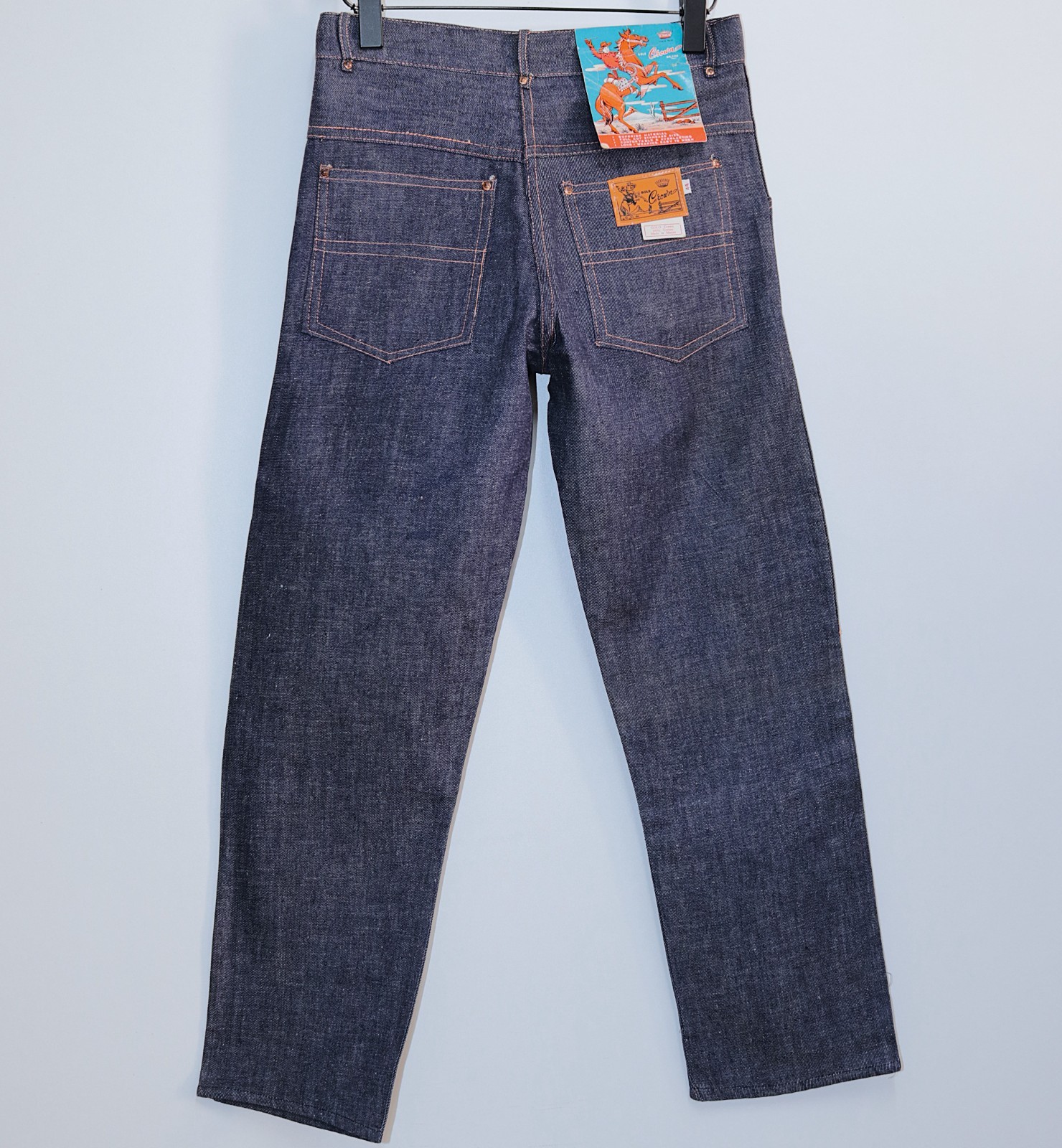 New Vintage 60s Raw Light Denim Western Rockabilly Pants CROWN W29 Made in Macau