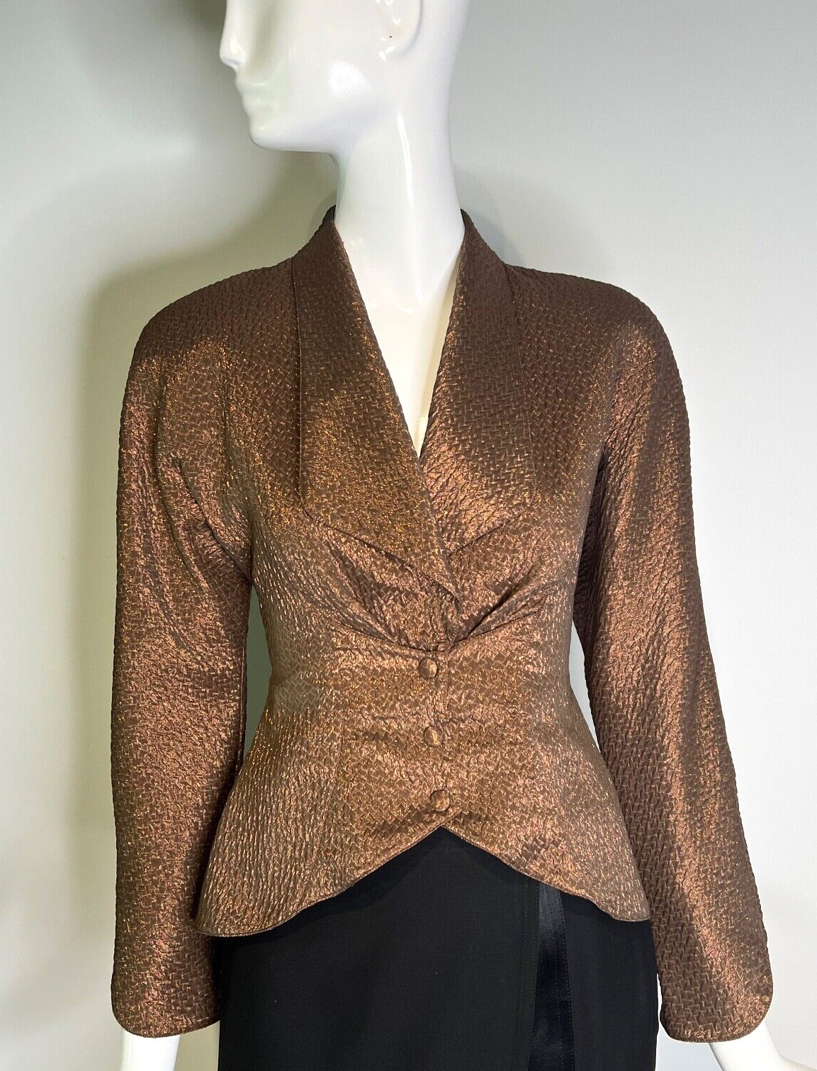 THIERRY MUGLER Bronze Copper METALLIC Blazer Jacket Size 40 France Vintage 1980s