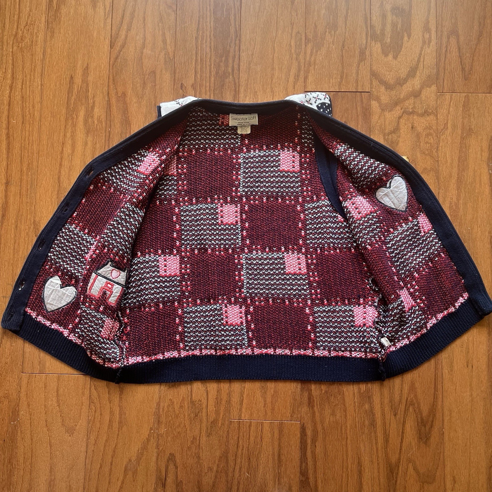 Loft Sweater Vest USA Flag Patchwork Medium Cottagecore Grandmacore Vintage