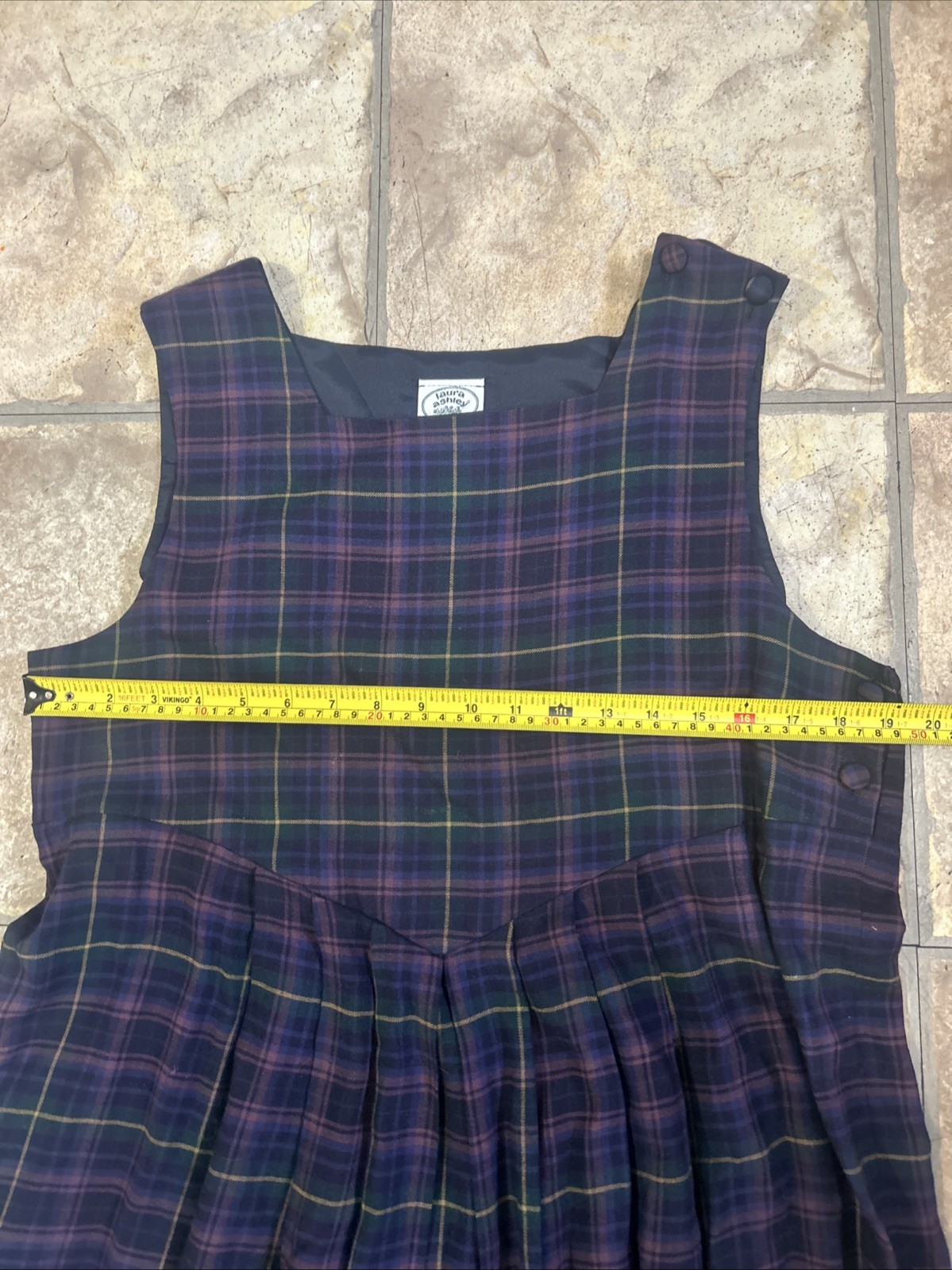 Vintage 80&rsquo;s Plaid Laura Ashley Pinafore Jumper Dress Size 12 US/ 14 UK Mom