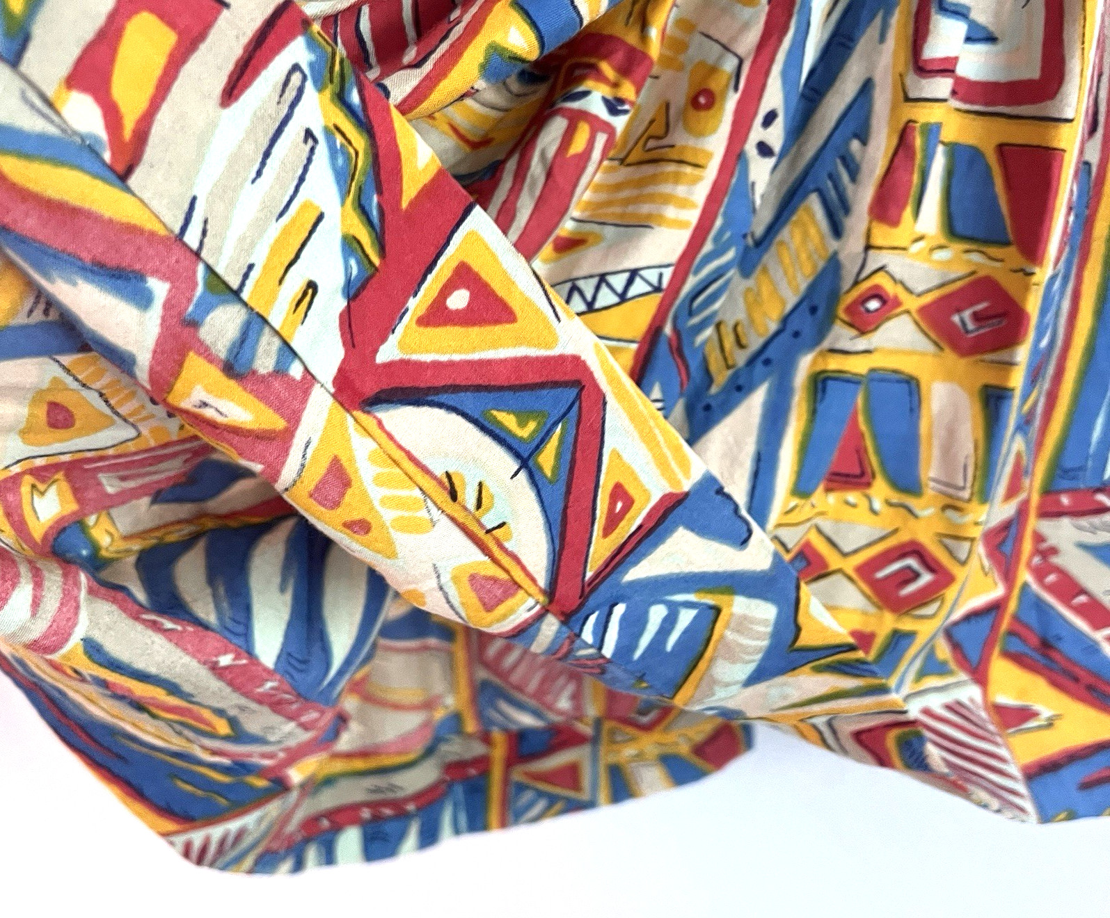 Vintage Adini Abstract Geometric Rayon Midi Dress Made India L Colorful 90s
