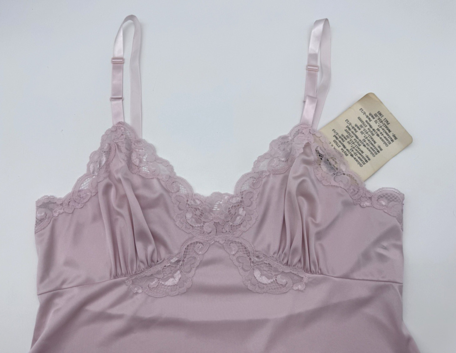 Shadowline Dress Slip, NOS w/Orig Tags, Peek-A-Boo Lace Mauve Pink Sexy VTG 80&rsquo;s