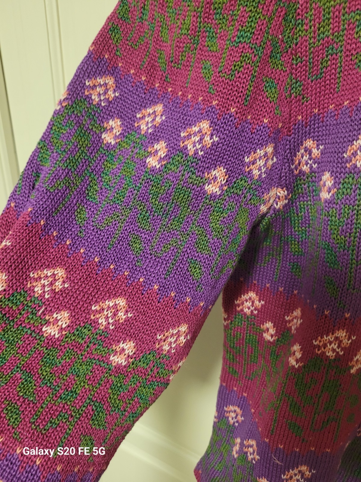 vintage NWT Cottagecore Cullinane 100% Cotton Pink and Purple Floral Cardigan