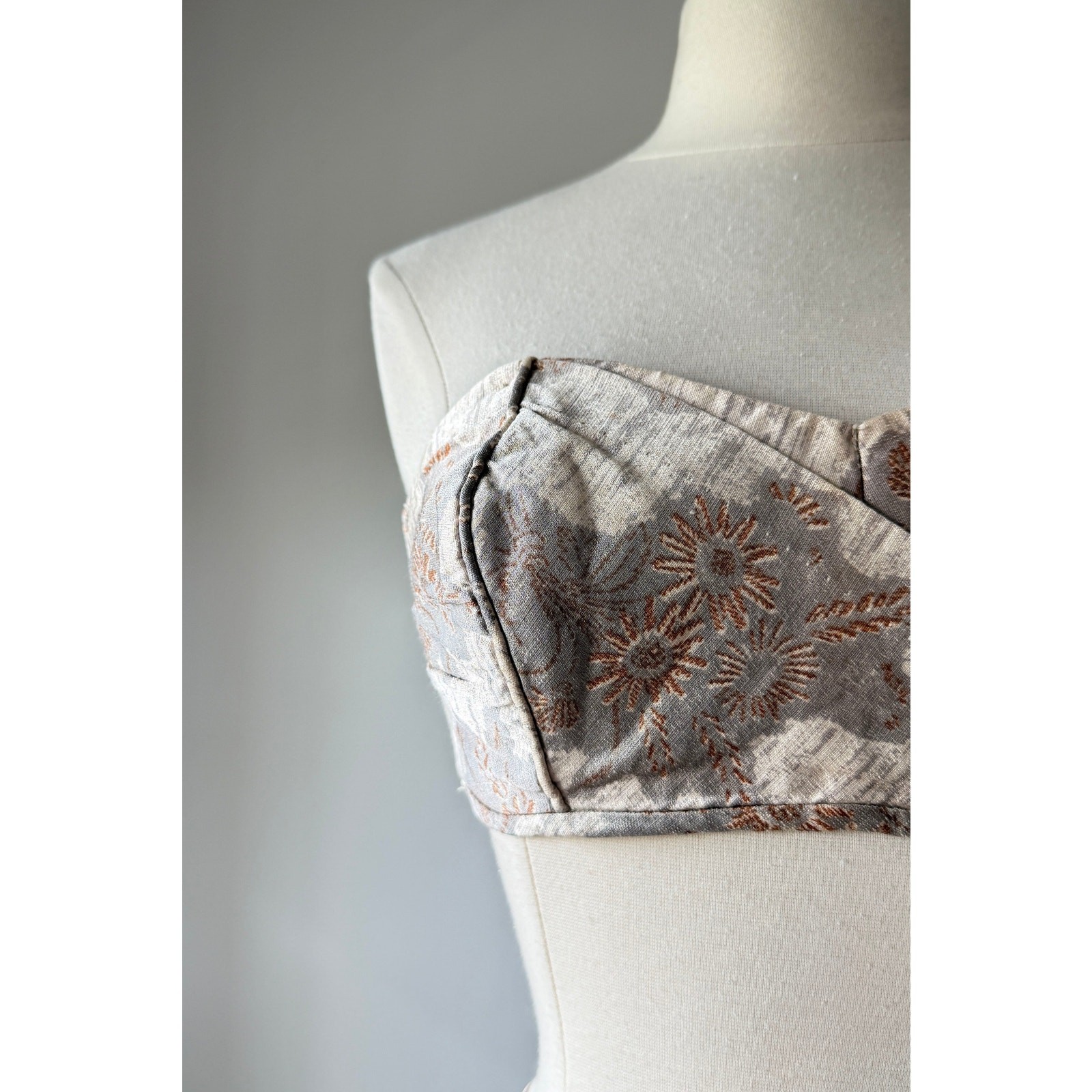 Vintage 1950s Roxanne Bombshell Bikini Swimsuit Gray XS/S