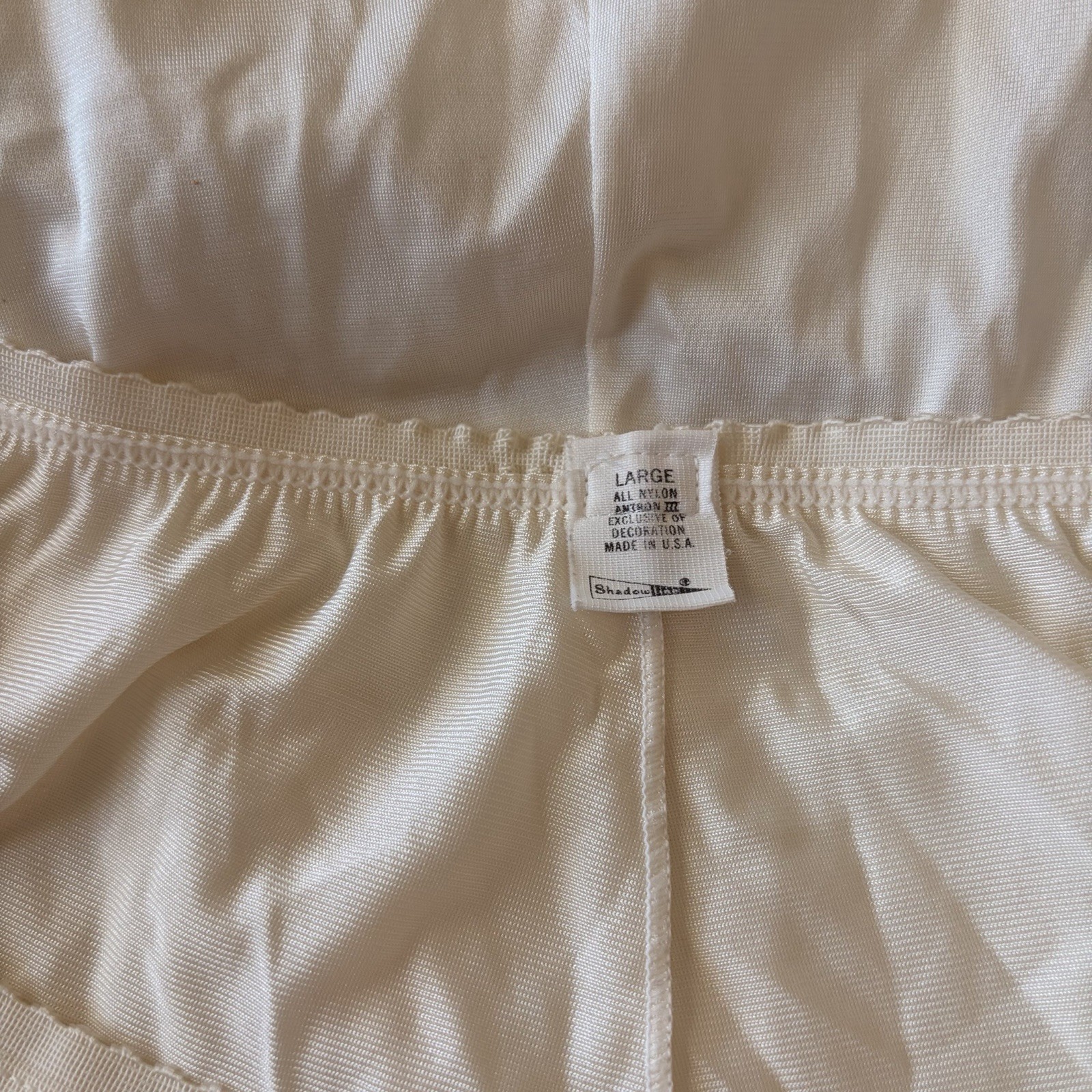 Vintage Shadowline Half Slip Womens XL 26” Ivory Nylon Lace Hem Skirt Slip