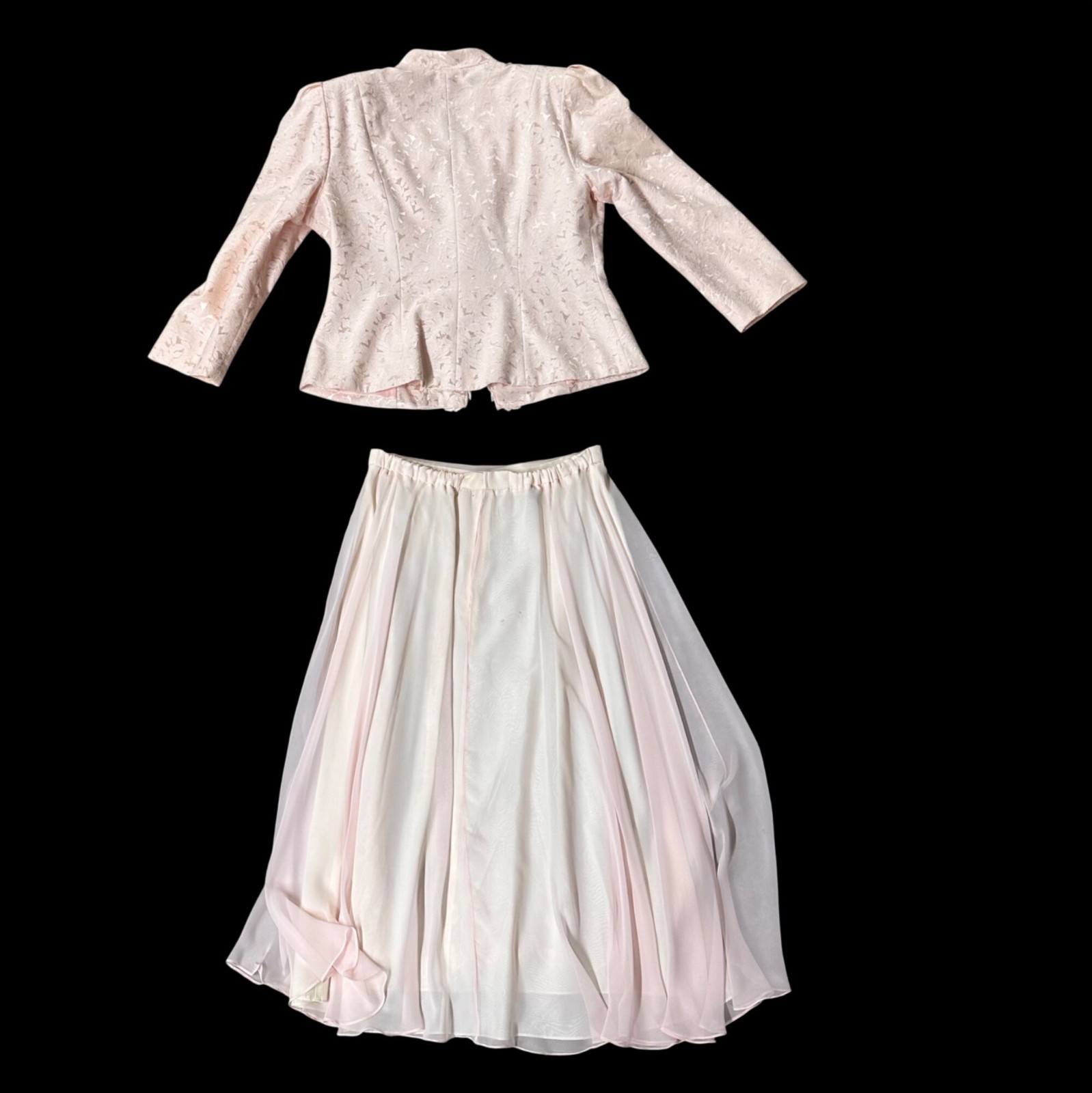Vintage Pink Jacket Skirt Set 1980s Sequins Glam Size 14 Ursula Of Switzerland