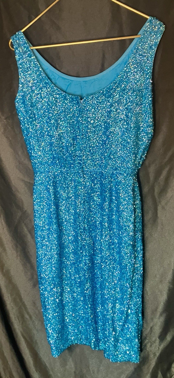 Bruce Arnold Beaded Sequined Silk Flapper Dress Size 12 Hong Kong 1950&rsquo;s Vintage