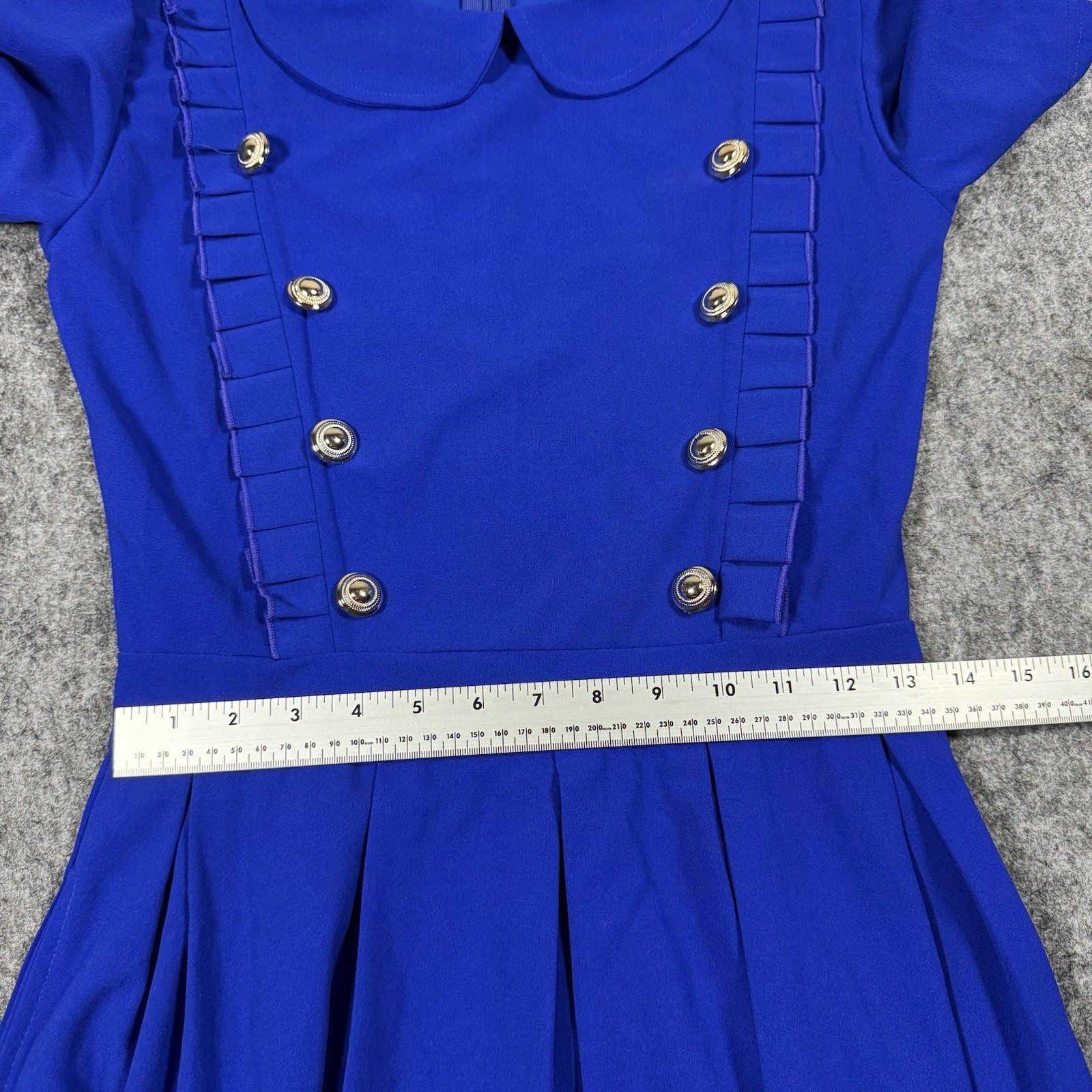1960s Era Women’s Mod Dress Cobalt Blue Collared Size Medium Button Details
