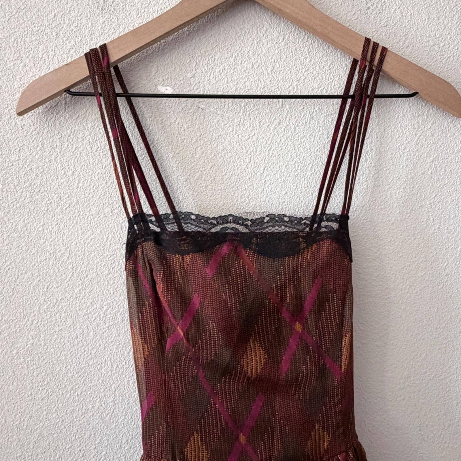 VINTAGE Y2K Silk Mini Dress Babydoll Lace Trim Fairy Grunge Coquette Size XS S