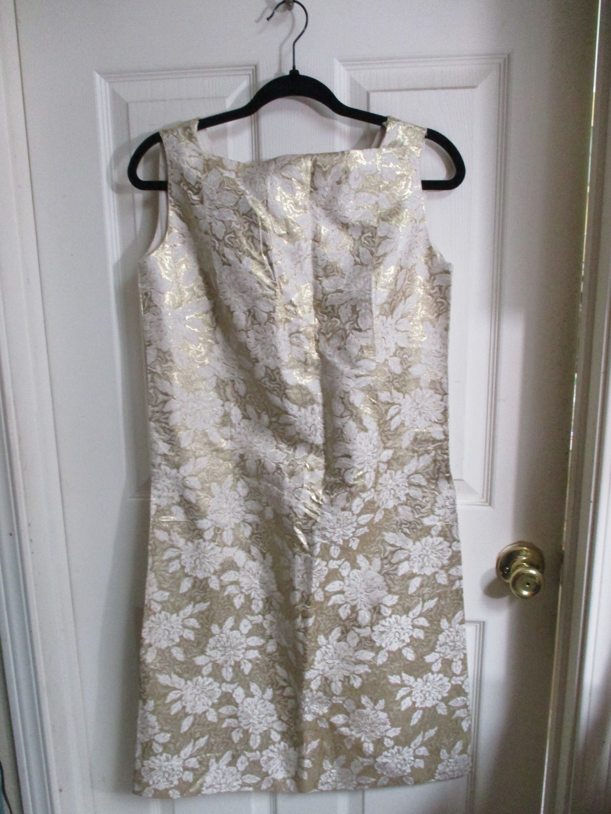 Vtg 1960s Gold Lamé Brocade Bombshell Wiggle Cocktail Dress Hand Made – M