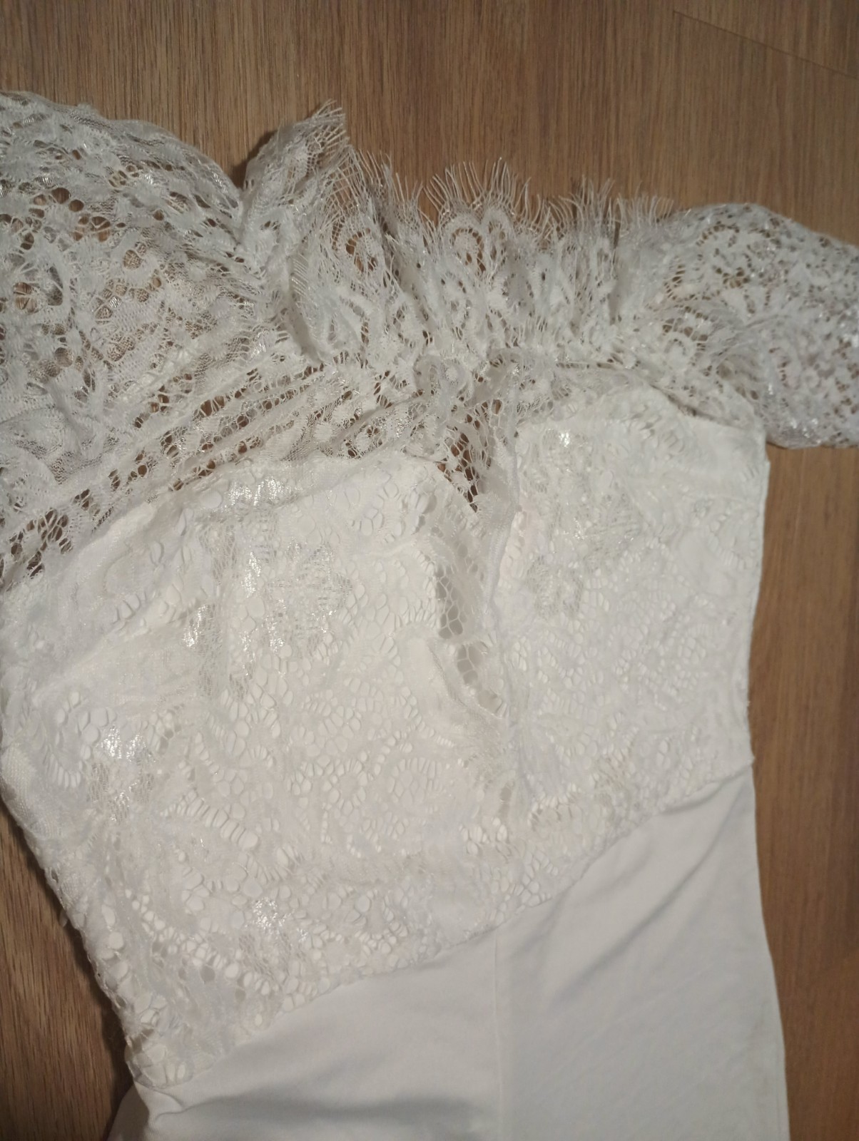 Vtg 80s Chantilly Lace Yoke Overlay Stretch Playsuit Romper summer beach XS