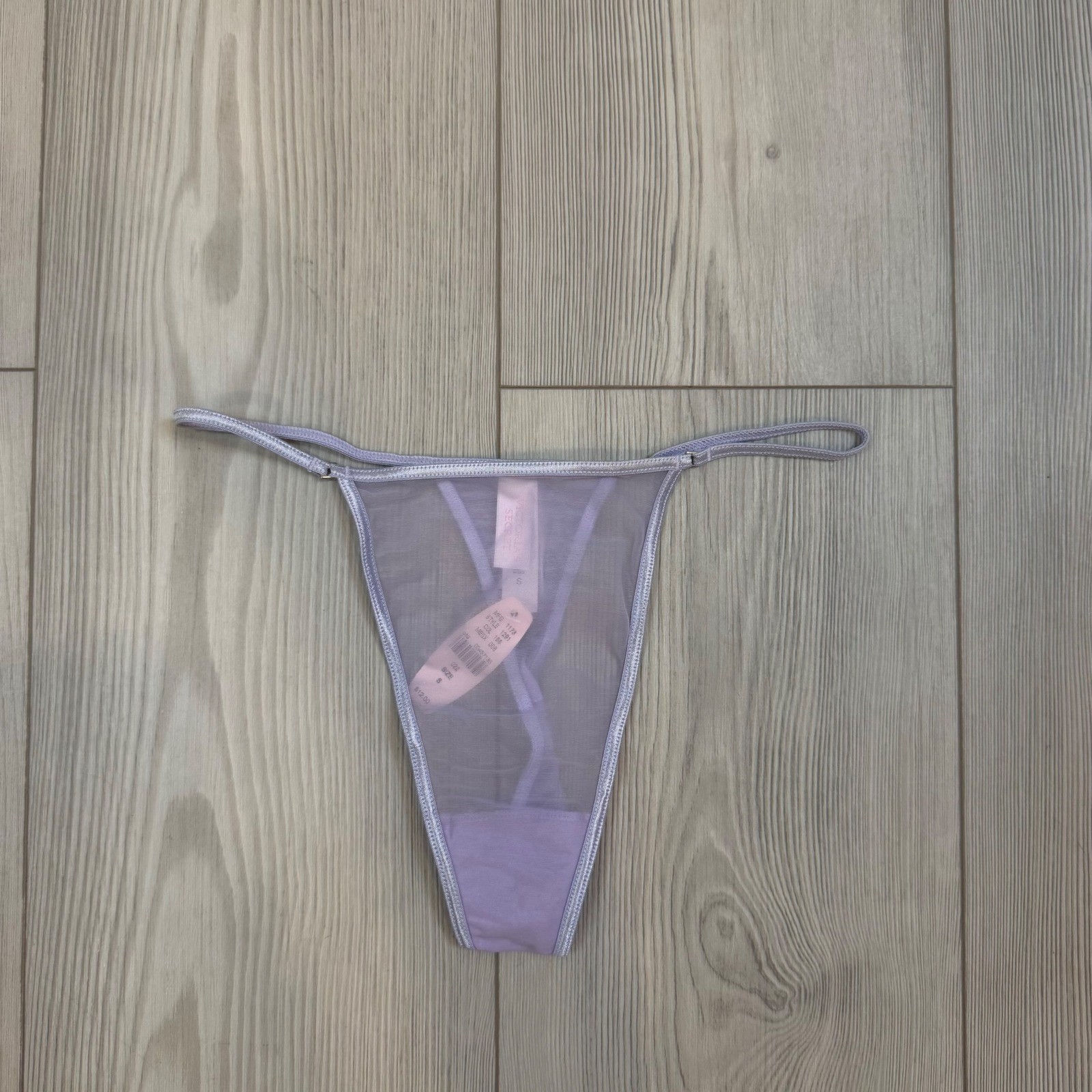 Vintage Victorias Secret V-String Thong Lavender Purple Sheer Mesh Y2K NWT Small