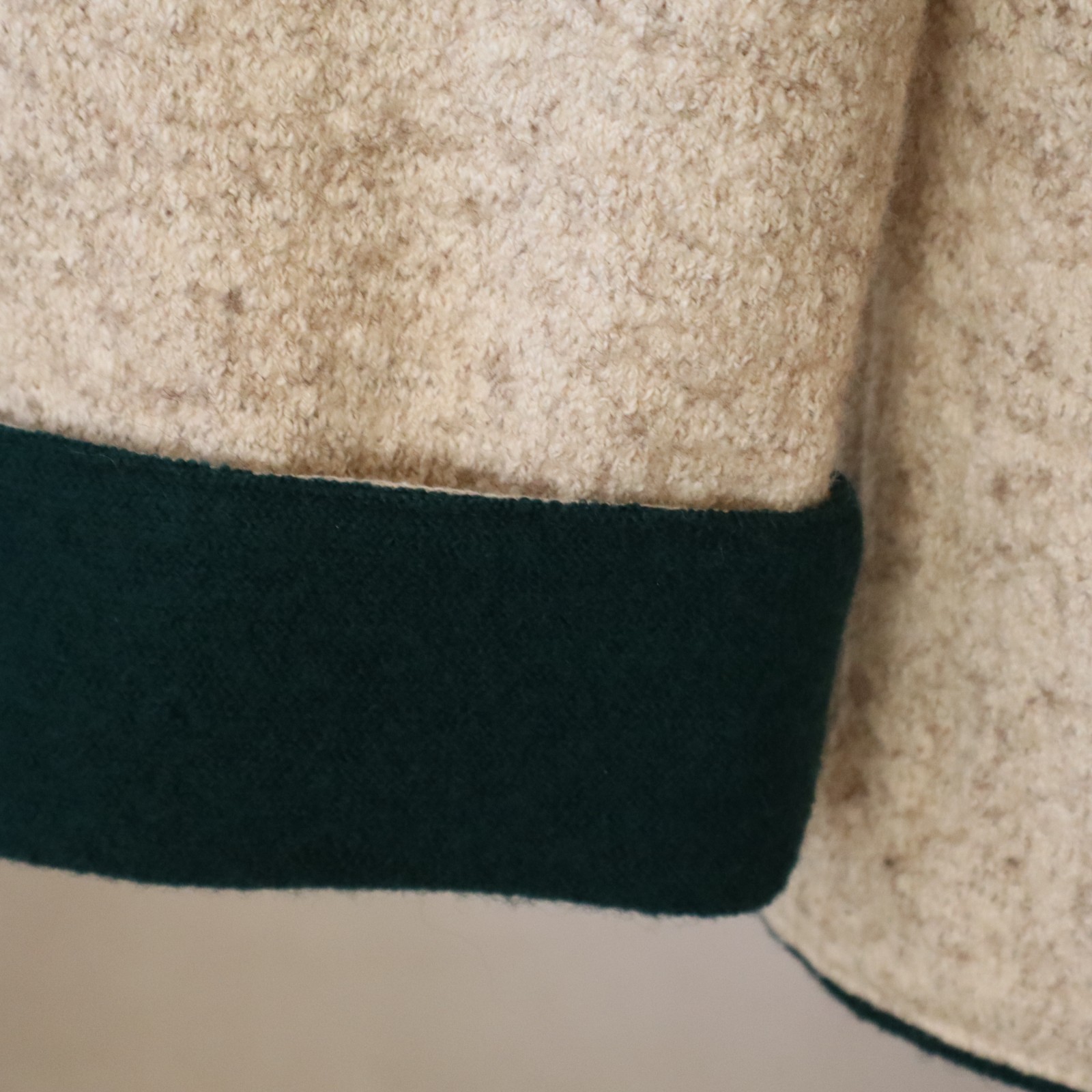 Vtg Wool Chenille Arber Jacket Tan, Green Knit w Embroidery Sz 36 Small Germany