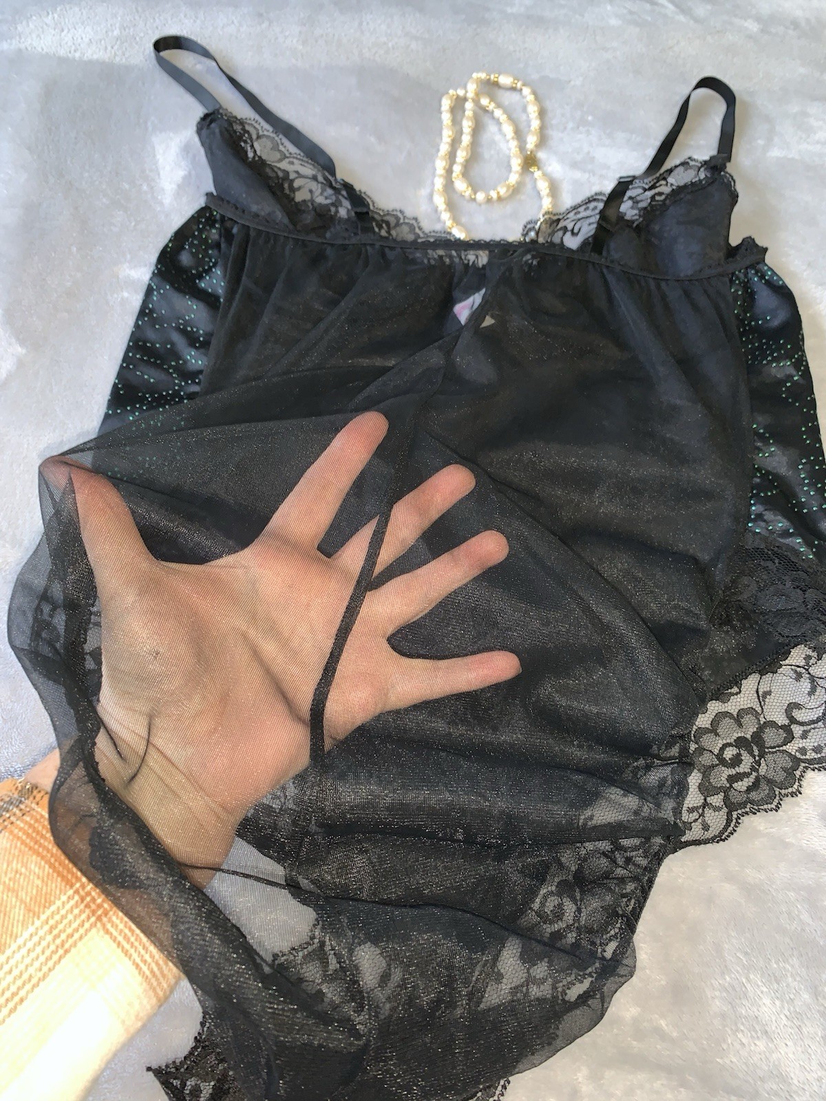 Vtg Satin & Chiffon Teddy Faris Style Nylon Lingerie 1X Plus sz Underwire