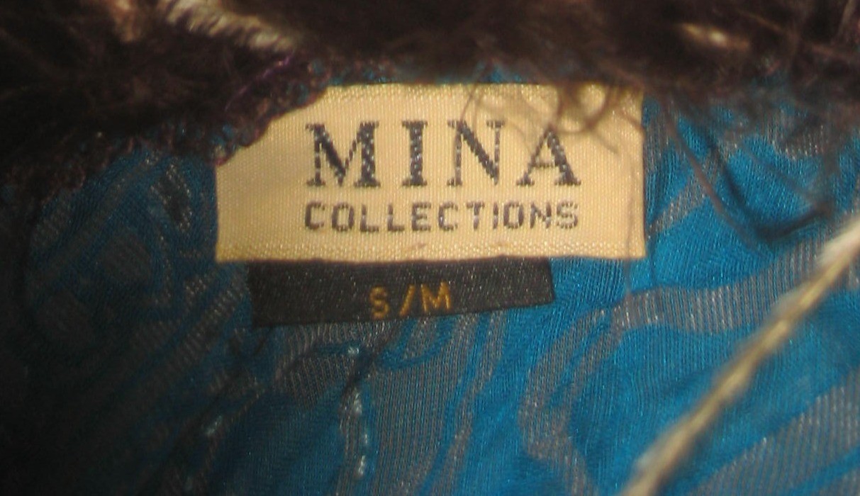 Vintage w/tag Mina Collection turquoise burnout kimono feathers sleeves wrap S/M