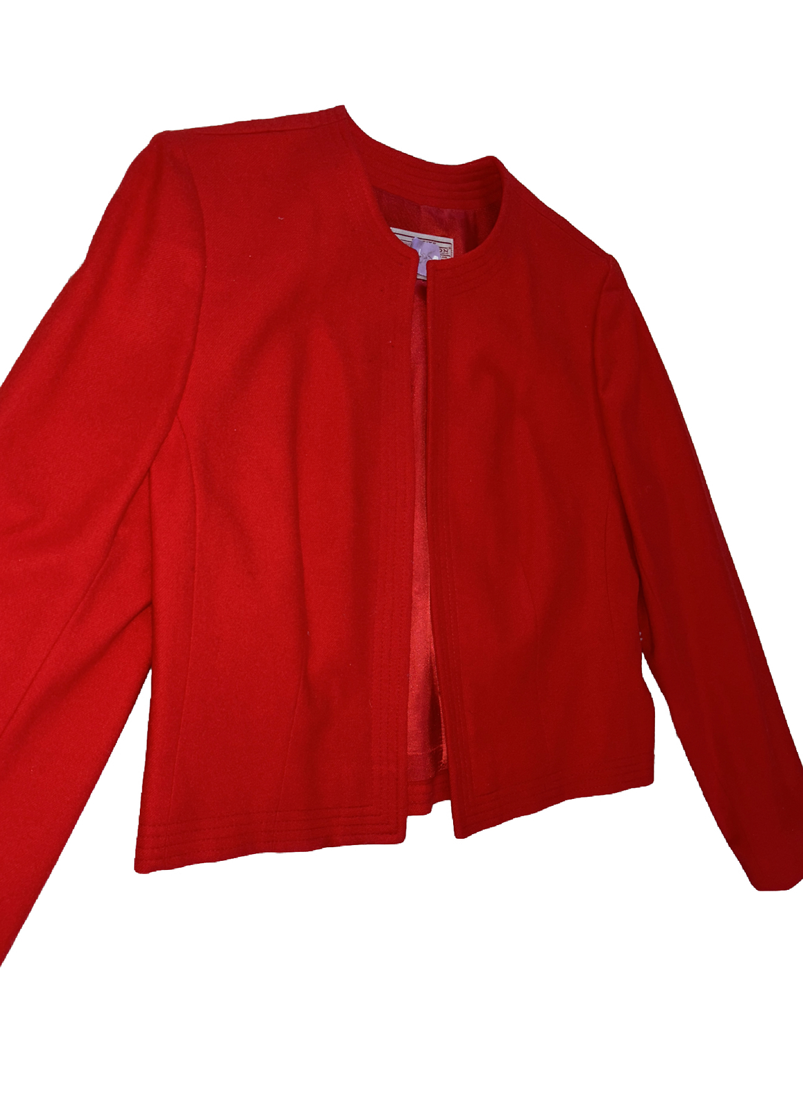 Vtg Pendleton Women Jacket Sz 10P Virgin Wool Red Cropped Blazer USA Open Front