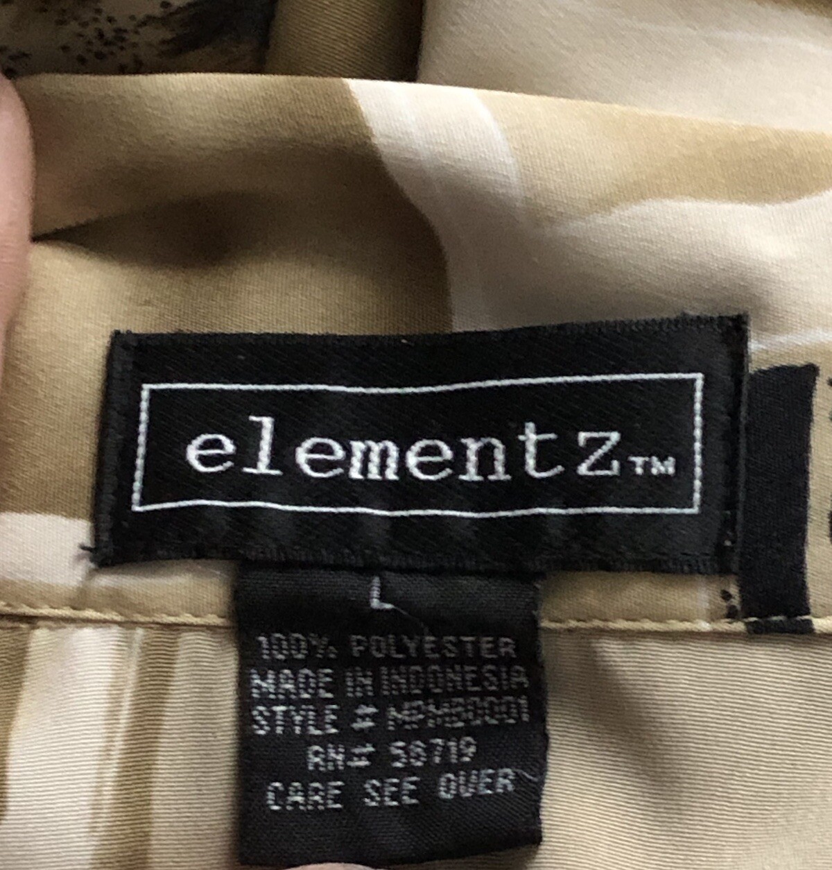 Vintage Elementz Large Black Gold Top Twofer Short Sleeve Button Up Collared
