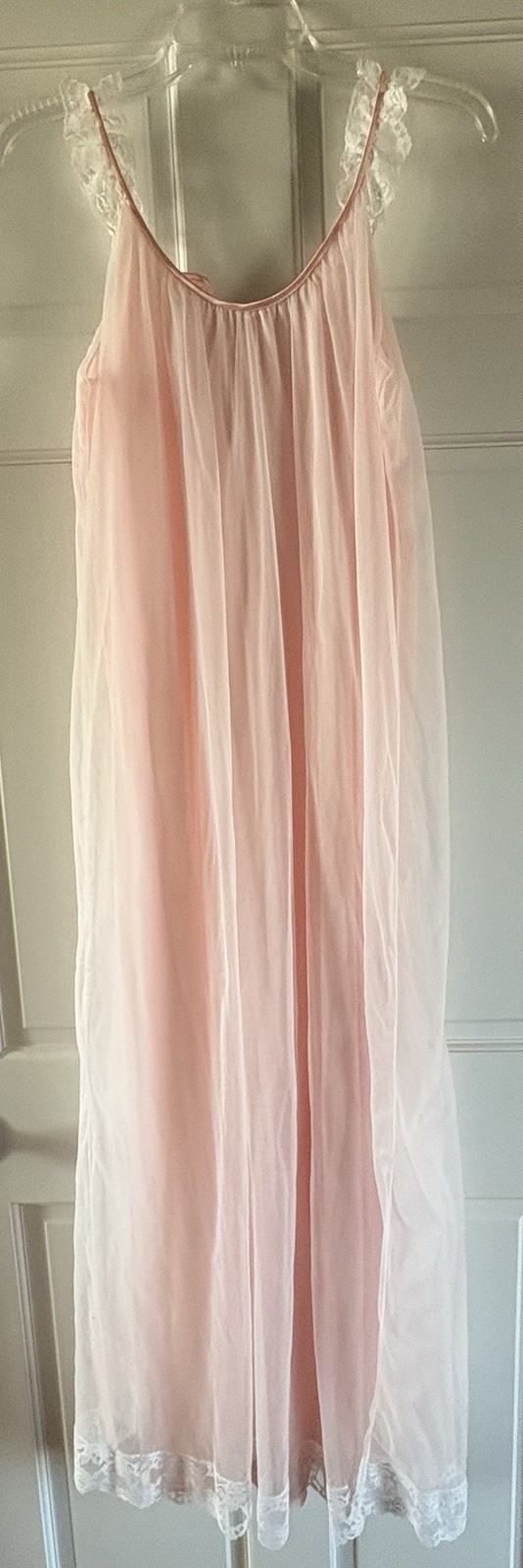 Vintage Intime California Double Layer Lace Accent Nightgown Womens M Pink White