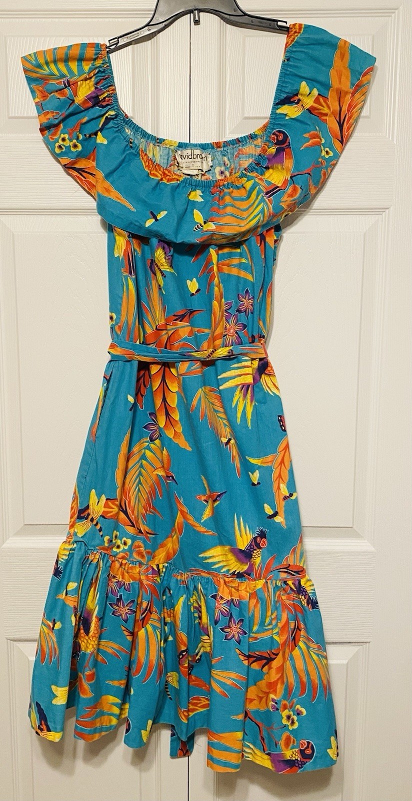1960&rsquo;s 70&rsquo;s Vintage David Brown For California Tropical Birds Cotton Dress