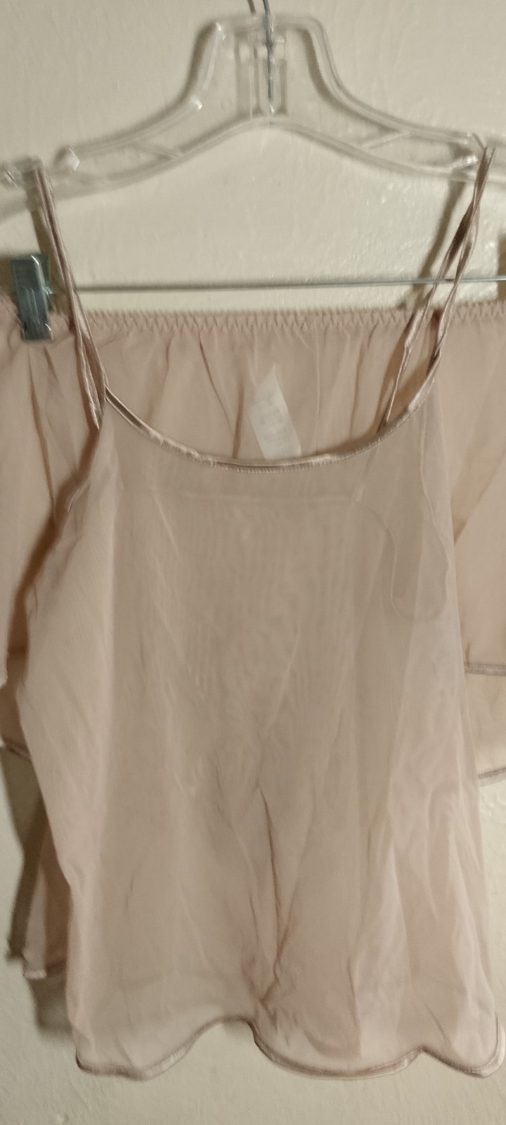 Vtg,Vassarette Nude Chiffon Cami & Shorts Set ,Sheer,Satin Trim,Small 17-167.