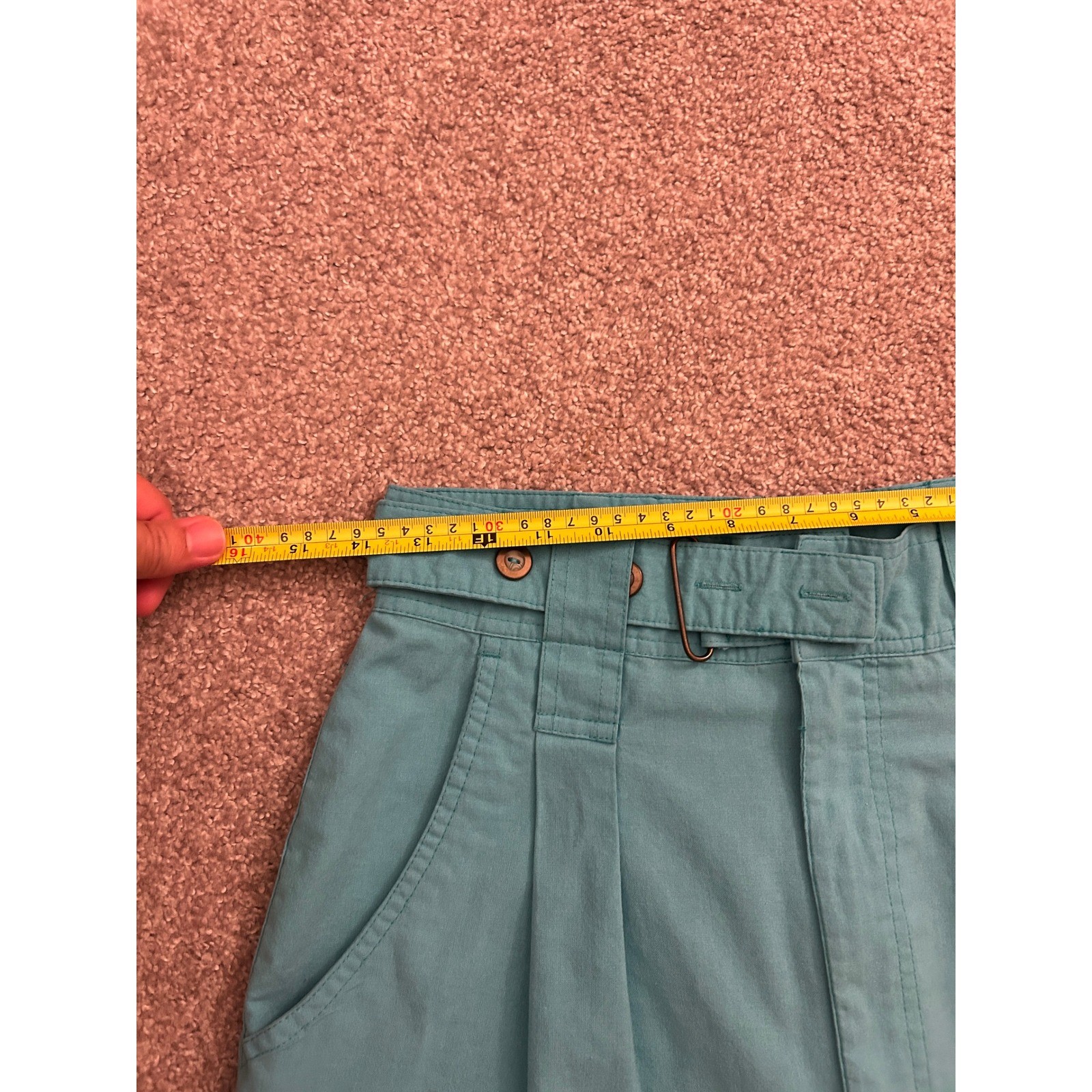 Outback Red Pleated Shorts Womens 10 Teal Excellent Vintage High Waist Cotton