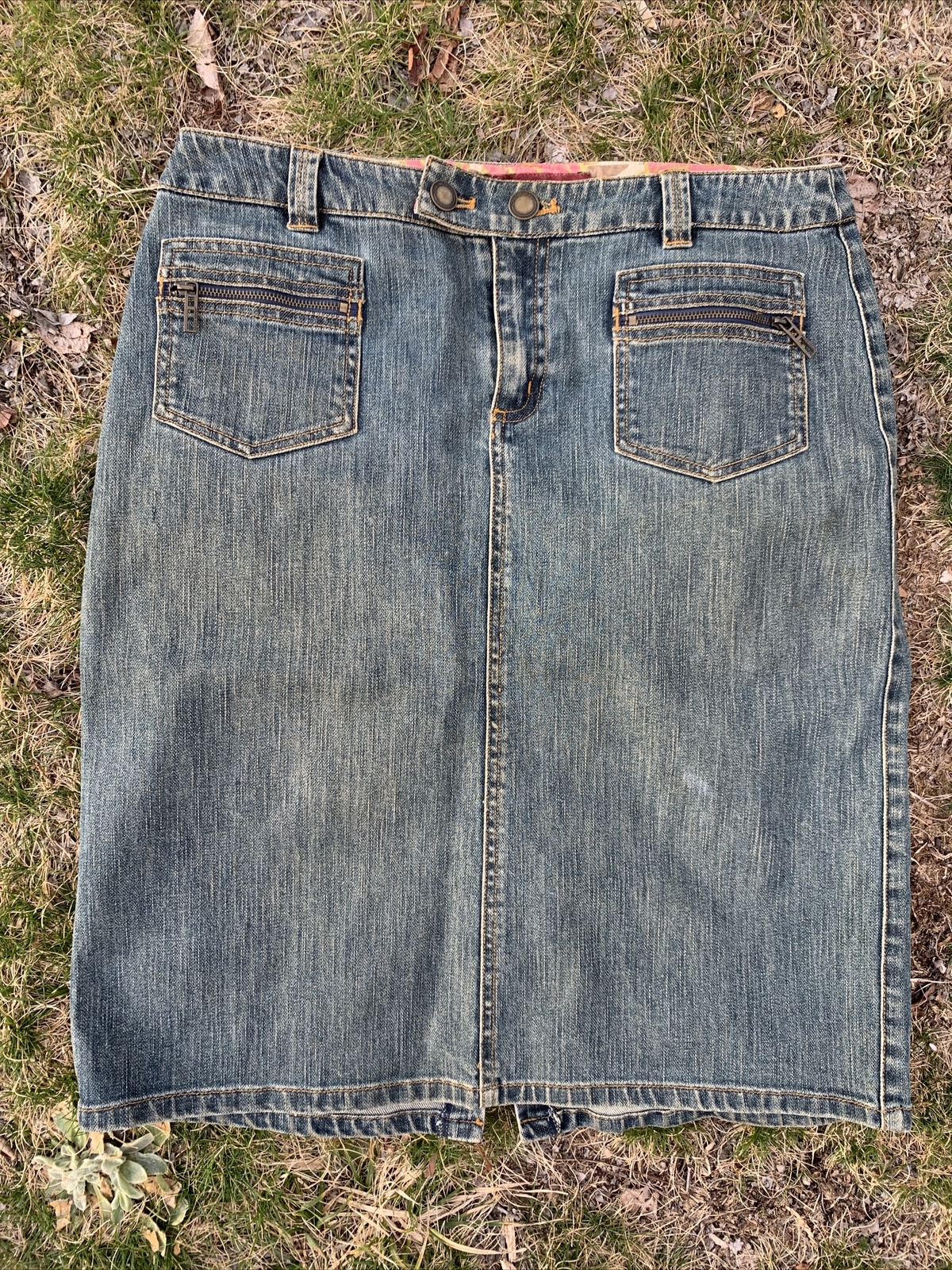 Vintage Jones Wear Jeans Denim Skirt SEXY Zippered Pockets Size 8 ❤️sj7m32