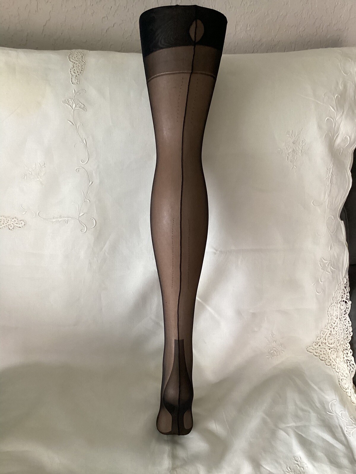 Vintage Seamed Nylon Stockings With Cuban Heel