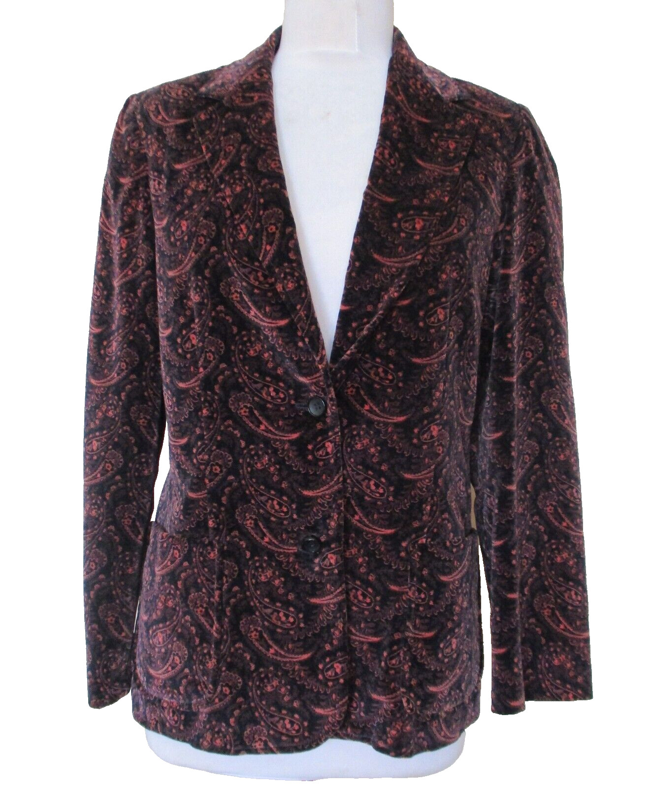 Vintage Suburban Separates Blazer Medium Women Velvet Paisley Print