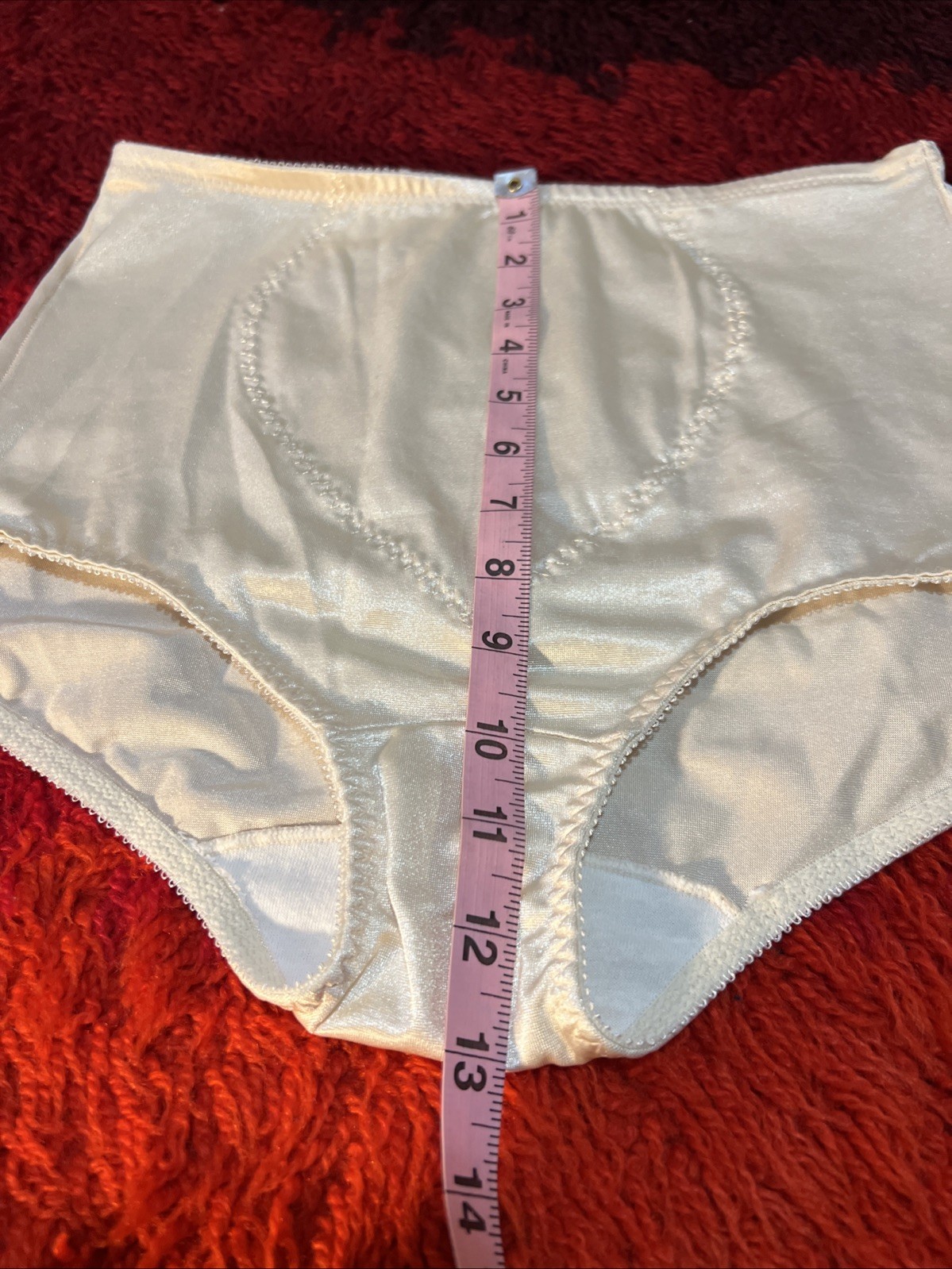 Vtg BALI SATIN SPANDEX LIGHT CONTROL PANTY BRIEF Ivory Large