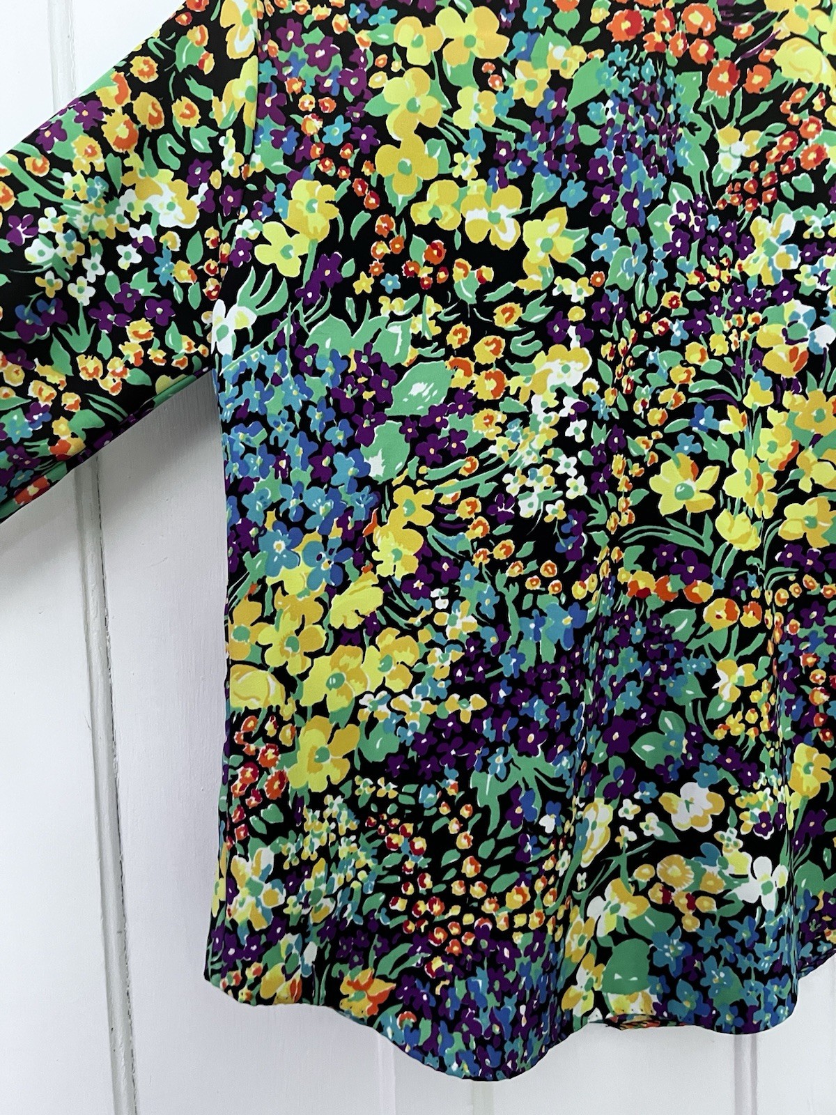 Vintage 70s Sears Jr Bazaar Polyester Floral Long Sleeve Button Up Shirt Size 9
