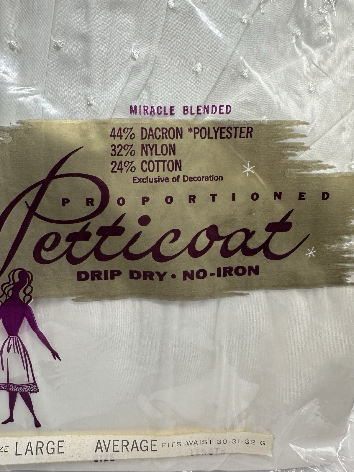 Vintage Charmode Desert Rose Half Slip Petticoat Eyelet Ruffle Large White NOS