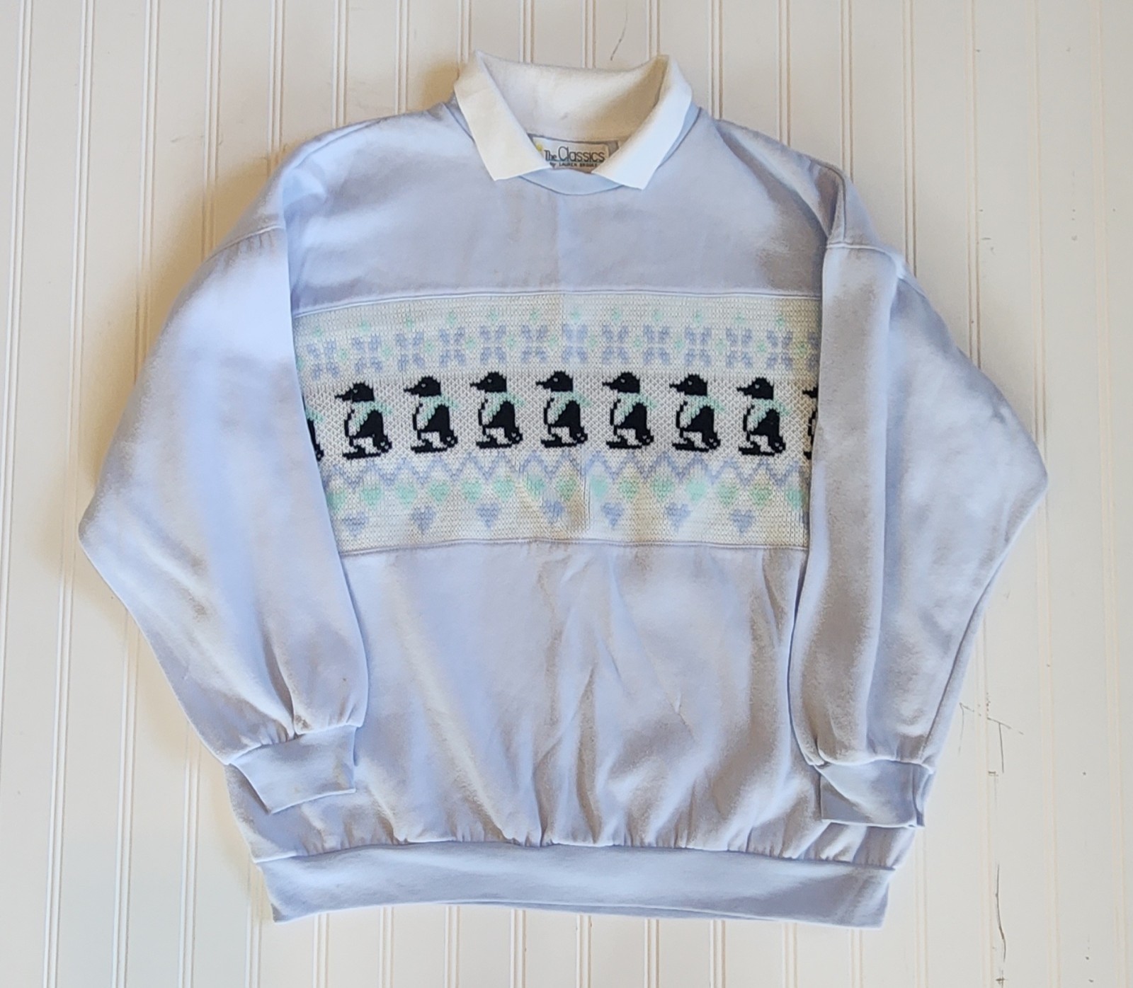 Vintage Women&rsquo;s Penguin Heart Collared Sweater By The Classics 40/20W