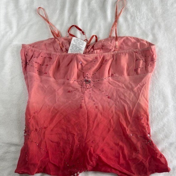 Deja Vu peach orange rhinestone fairy cami tank top y2k vintage mcbling euro