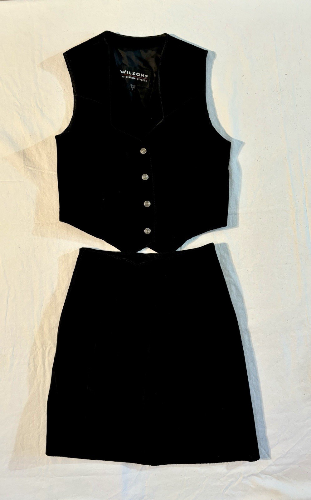 Vintage Wilson’s Women’s L Suede Leather Vest And Leather Skirt 6